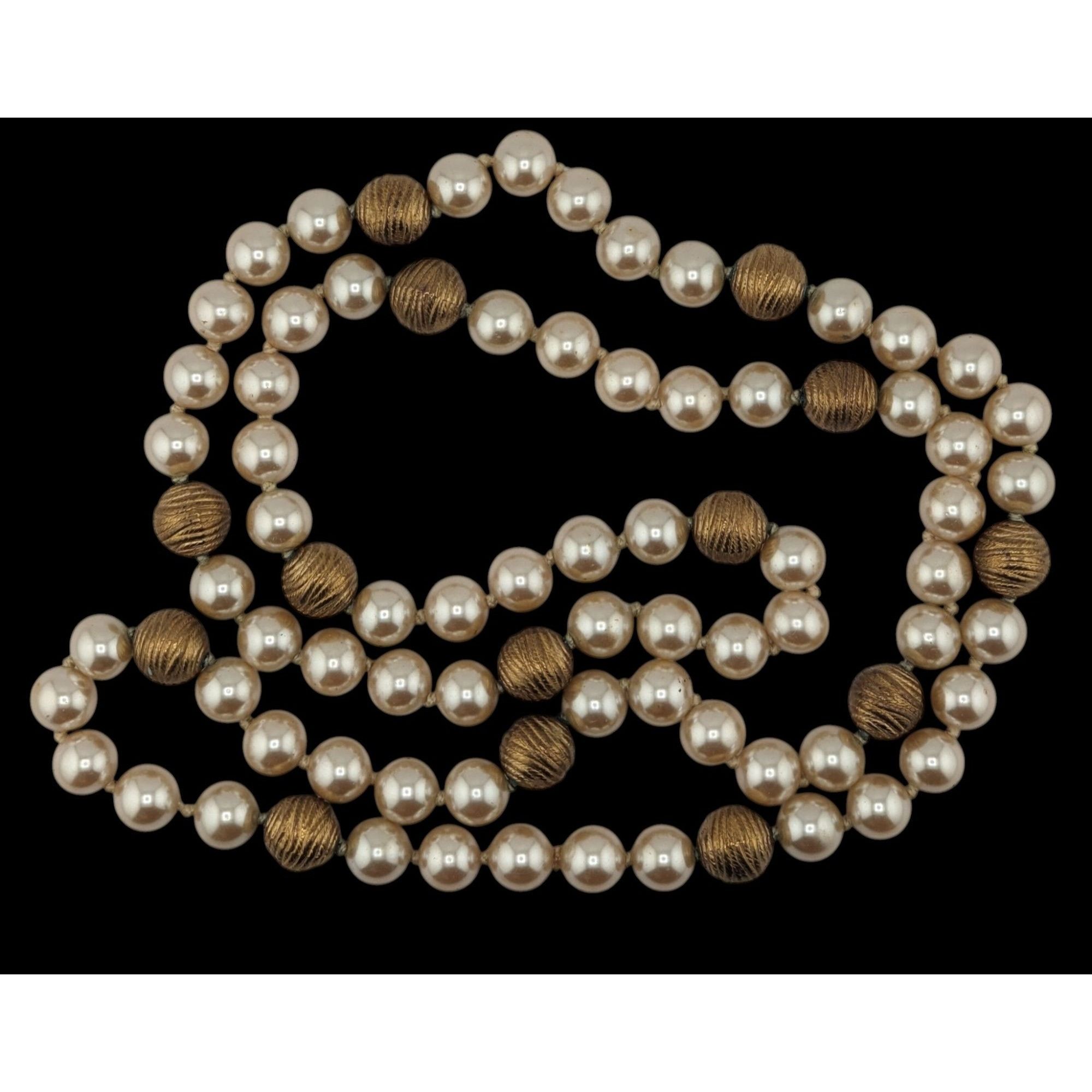 Other Vintage Glam Glass Pearl Necklace With Gold-Tone Accents Size ONE SIZE - 3 Thumbnail