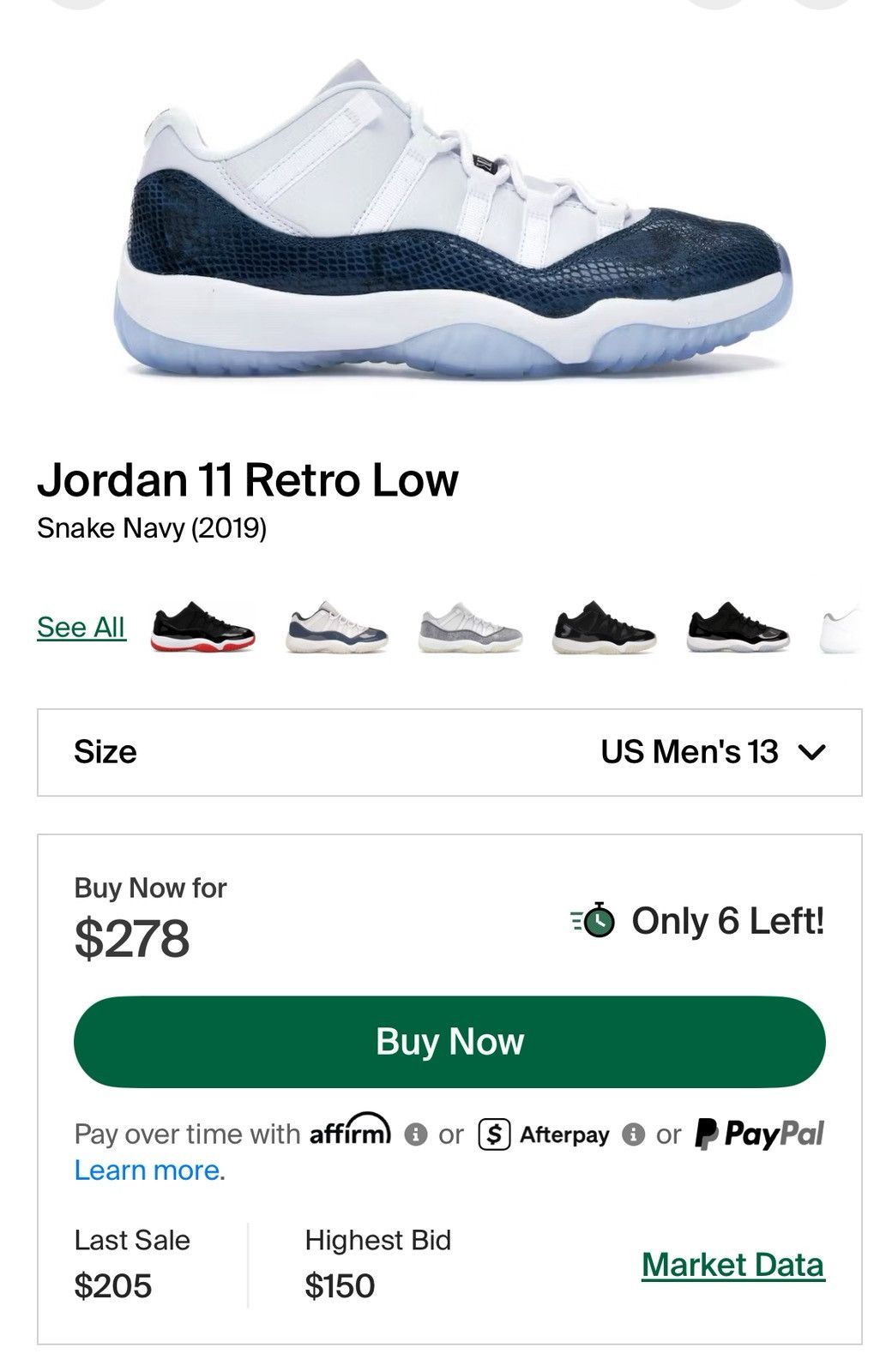 Jordan Brand Jordan 11 Retro Low “Snake Navy” Size US 13 / EU 46 - 8 Thumbnail