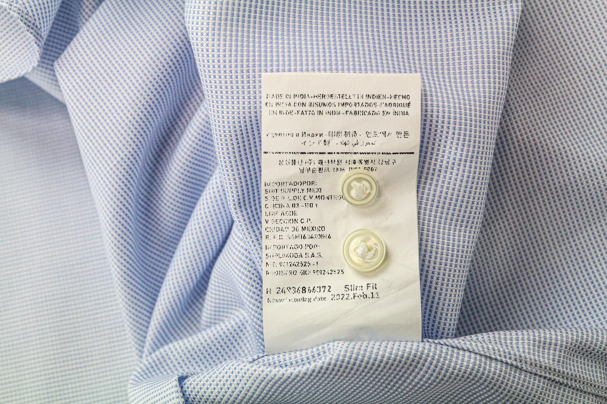 Suitsupply ~L/XL Slim Blue Cotton Patterned Long Sleeve Shirt 77217 Size US L / EU 52-54 / 3 - 7 Thumbnail