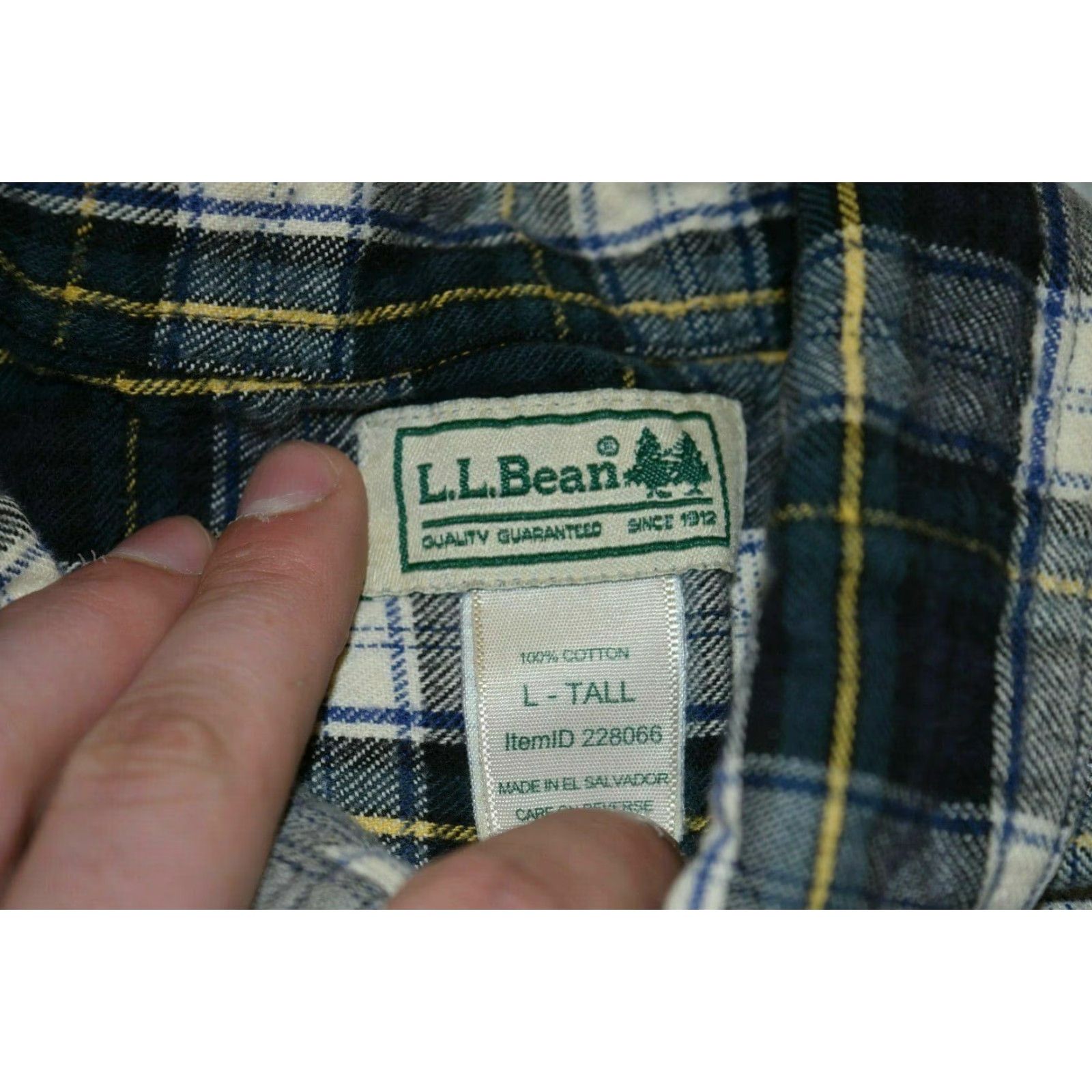 Vintage LL Bean Scotch Plaid Flannel Shirt Large Tall LT Green 100% Cotton Button-Up Shirt, Men, Vintage? No (adjust). Size US L / EU 52-54 / 3 - 7 Thumbnail