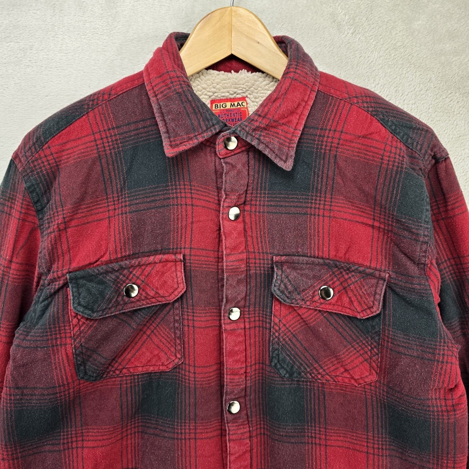 Big Mac Vintage Big Mac Flannel Mens Medium Red Sherpa Lined Shacket Size US M / EU 48-50 / 2 - 3 Thumbnail