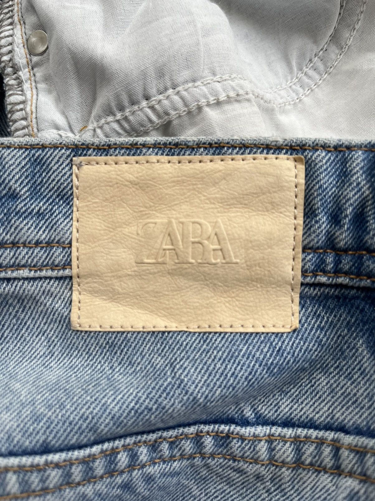 Rhude × Zara Vintage Y2K Zara Blue Washed Distressed Relaxed Jeans Size US 32 / EU 48 - 9 Thumbnail