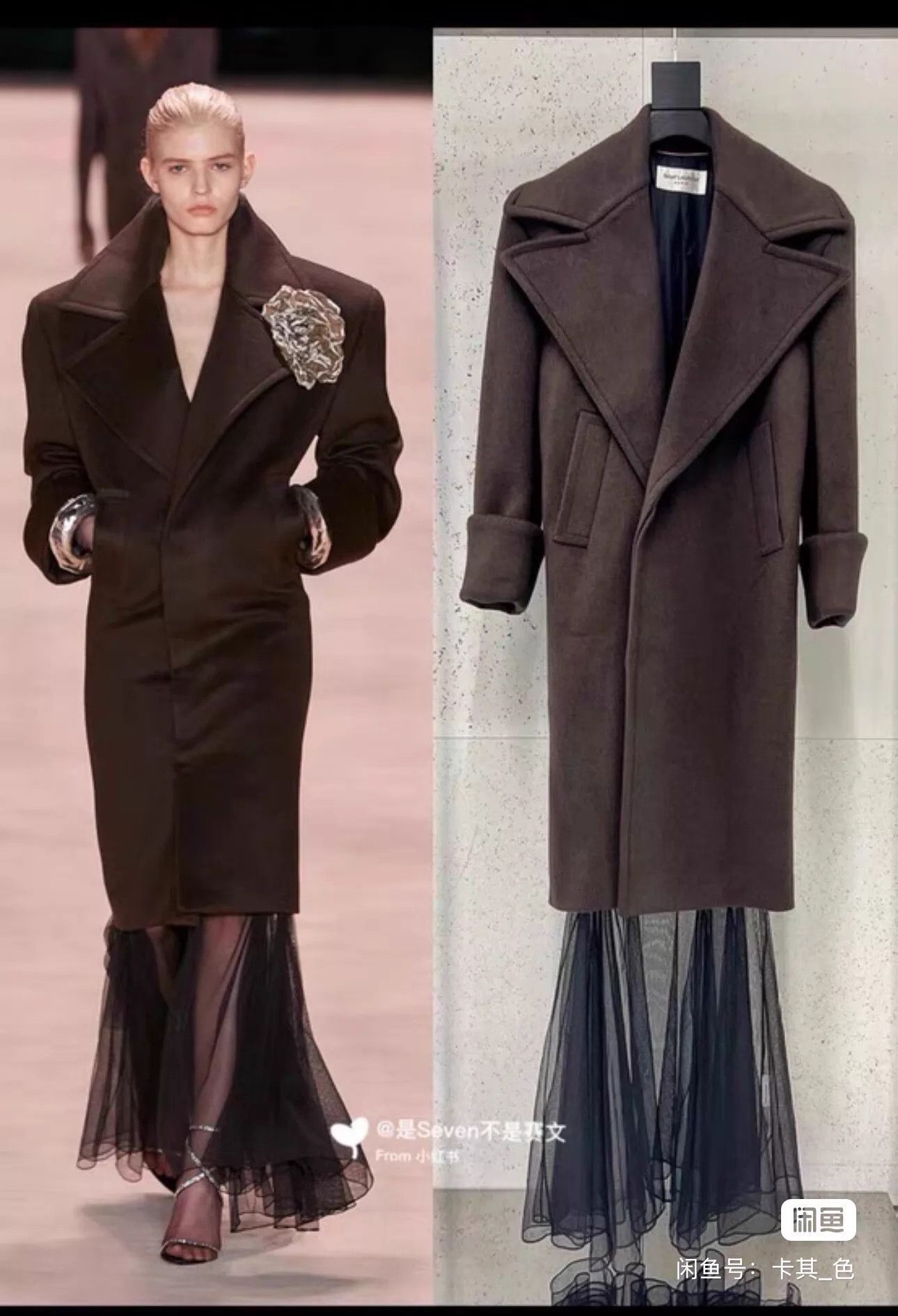 Saint Laurent Paris SAINT LAURENT 100% Cashmere Women's Coat F40 Rose Size M / US 6-8 / IT 42-44 - 2 Thumbnail