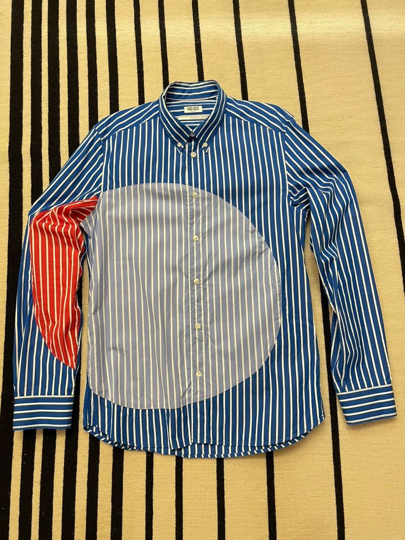 Kenzo Kenzo Striped Paneled Slim Shirt - dmc Size US M / EU 48-50 / 2 - 1 Thumbnail