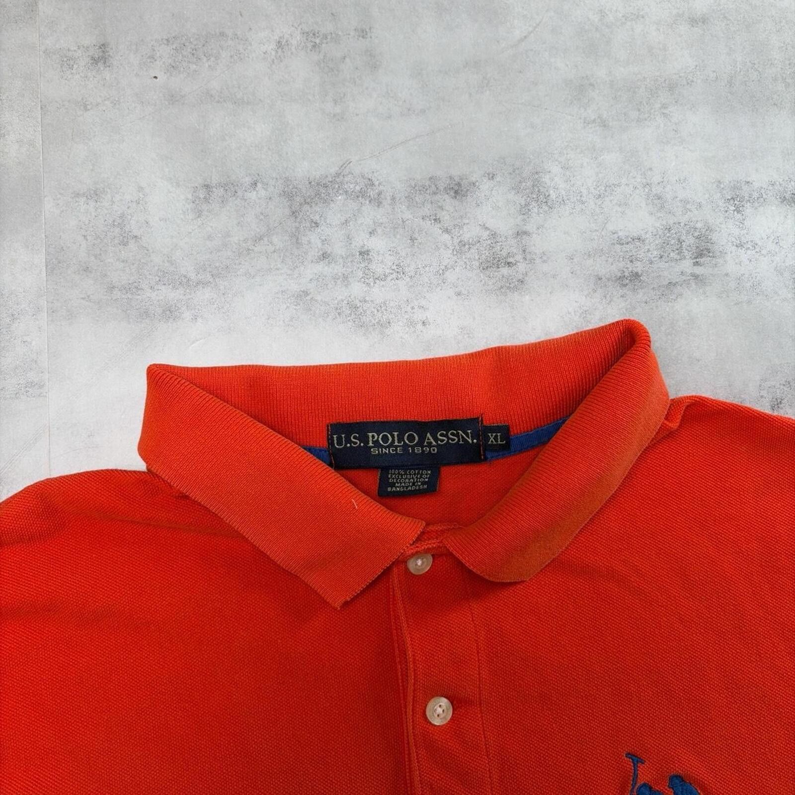 U.S. Polo Assn. Y2K Orange U.S. Polo Assn Grunge Big Pony Polo Shirt Size US XL / EU 56 / 4 - 4 Thumbnail