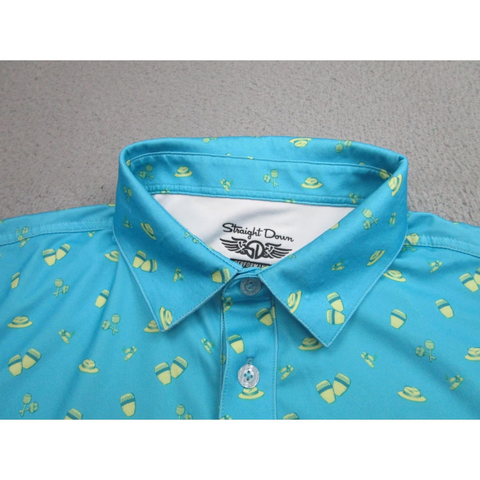 Vintage Straight Down Performance Polo Shirt Mens Large Blue Golf Porter Valley CC Print Size US L / EU 52-54 / 3 - 5 Thumbnail