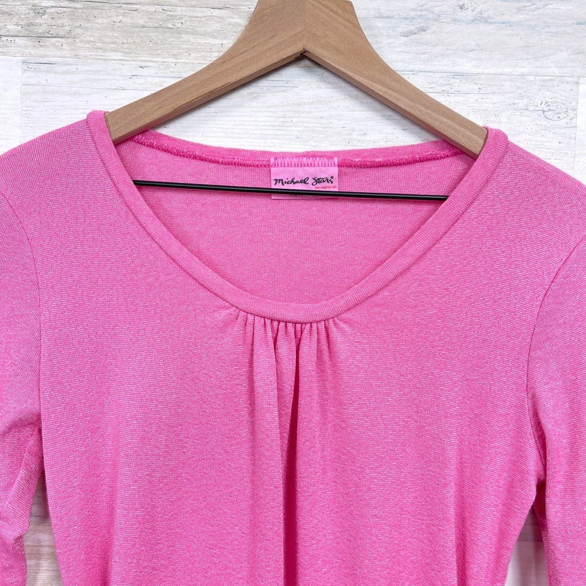 Michael Stars Michael Stars Metallic Shimmer Maternity Top Pink Long OS Size ONE SIZE - 2 Thumbnail