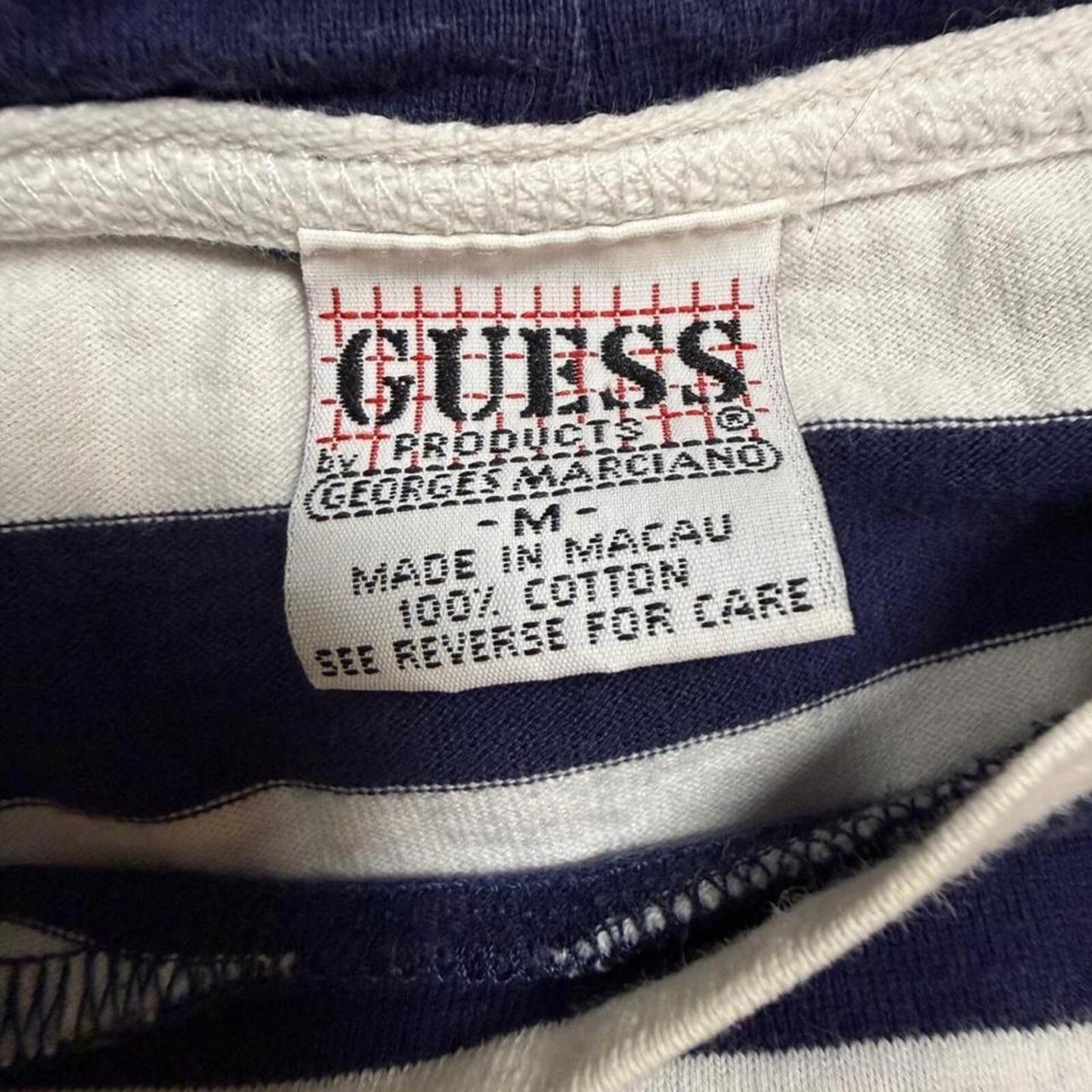 Guess vintage 80s Guess white and navy striped long sleeve top Size M / US 6-8 / IT 42-44 - 4 Thumbnail