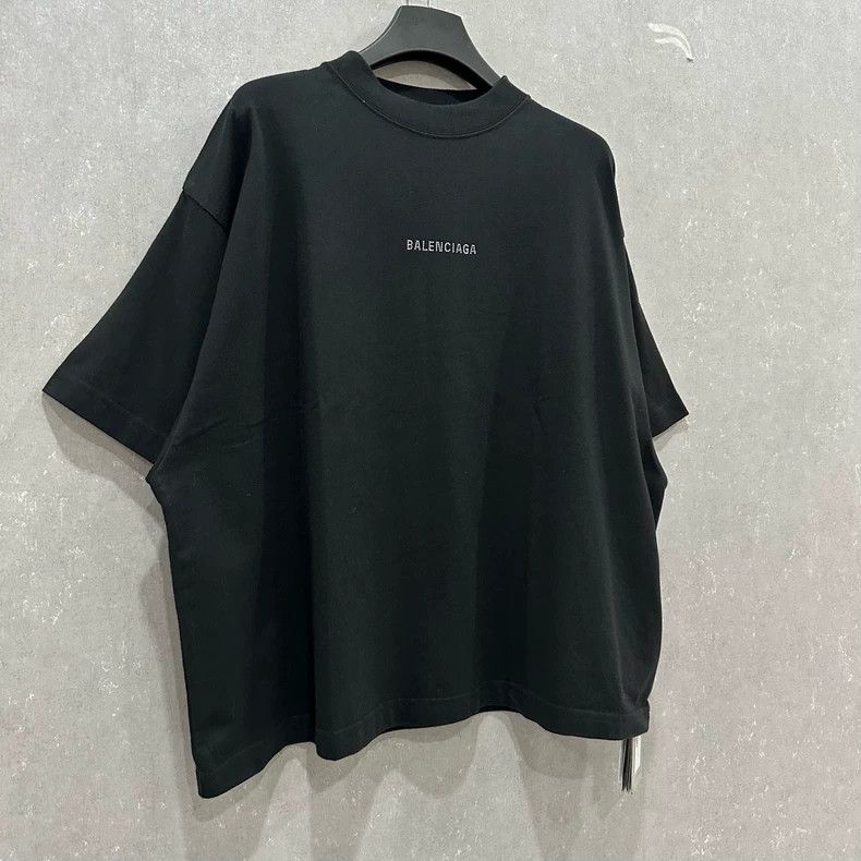 Balenciaga Balenciaga Black Back Crystal Logo Short Sleeve Size US L / EU 52-54 / 3 - 3 Thumbnail
