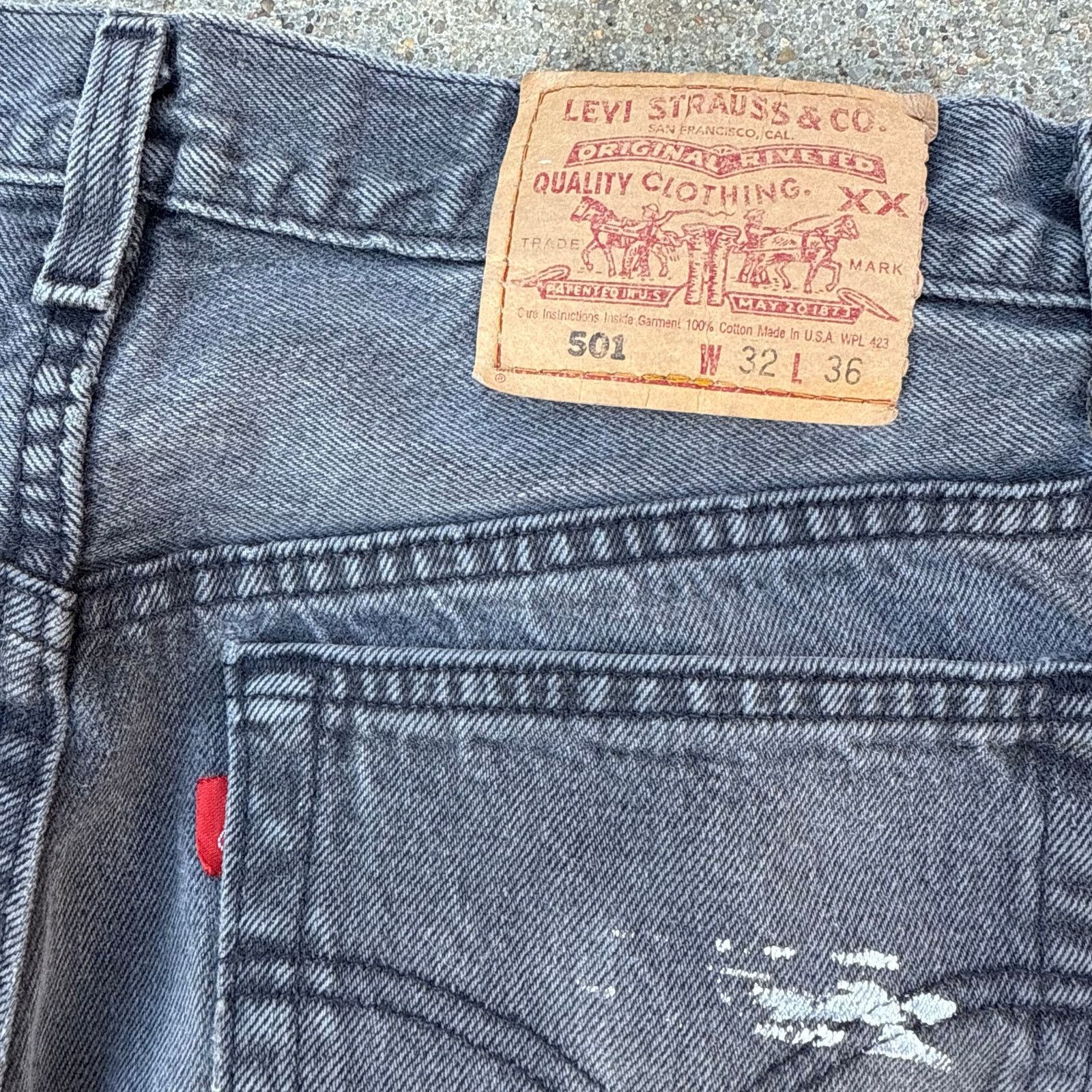 Levi's 501 Button Fly Faded Black Straight Leg Jeans 32x36