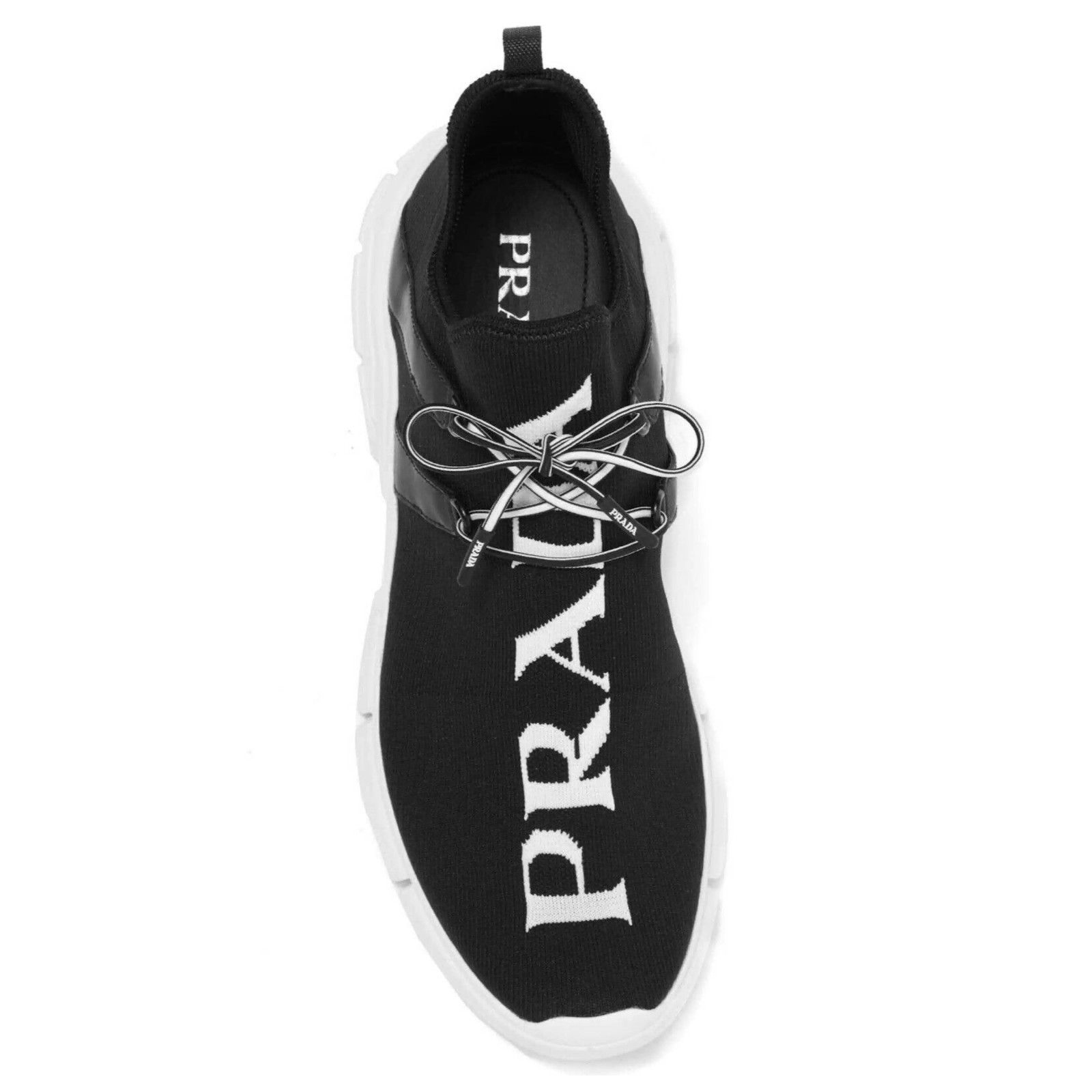 Prada Prada Mens XY Logo Sock Black White Knit Flat Trainer Size US 13 / EU 46 - 6 Thumbnail