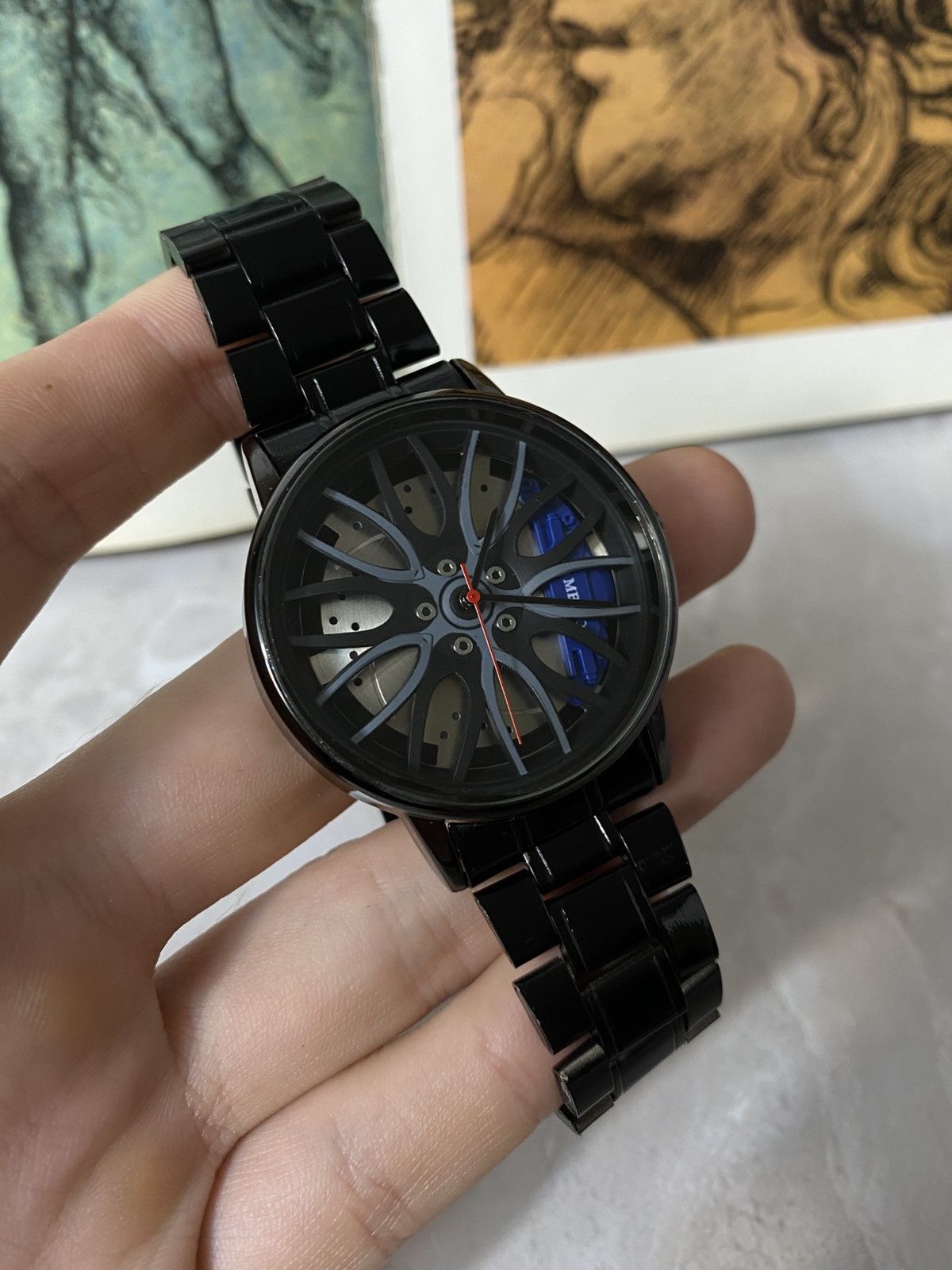 Japanese Brand Black 3D Wheel Rim Sport Watch - Works Great Size ONE SIZE - 4 Thumbnail