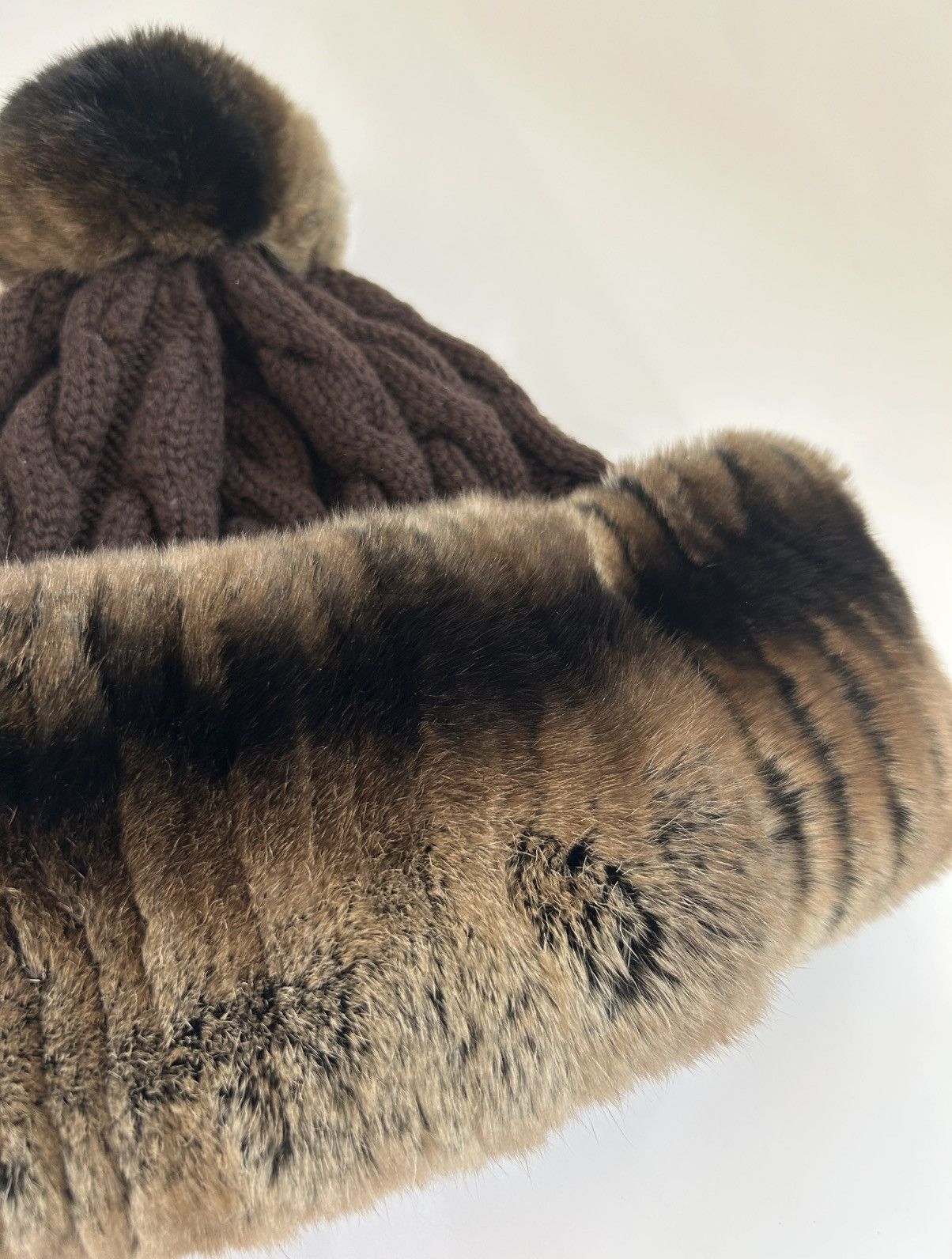 Other Winter hat made of natural mink fur woolen wool furry Size ONE SIZE - 2 Thumbnail