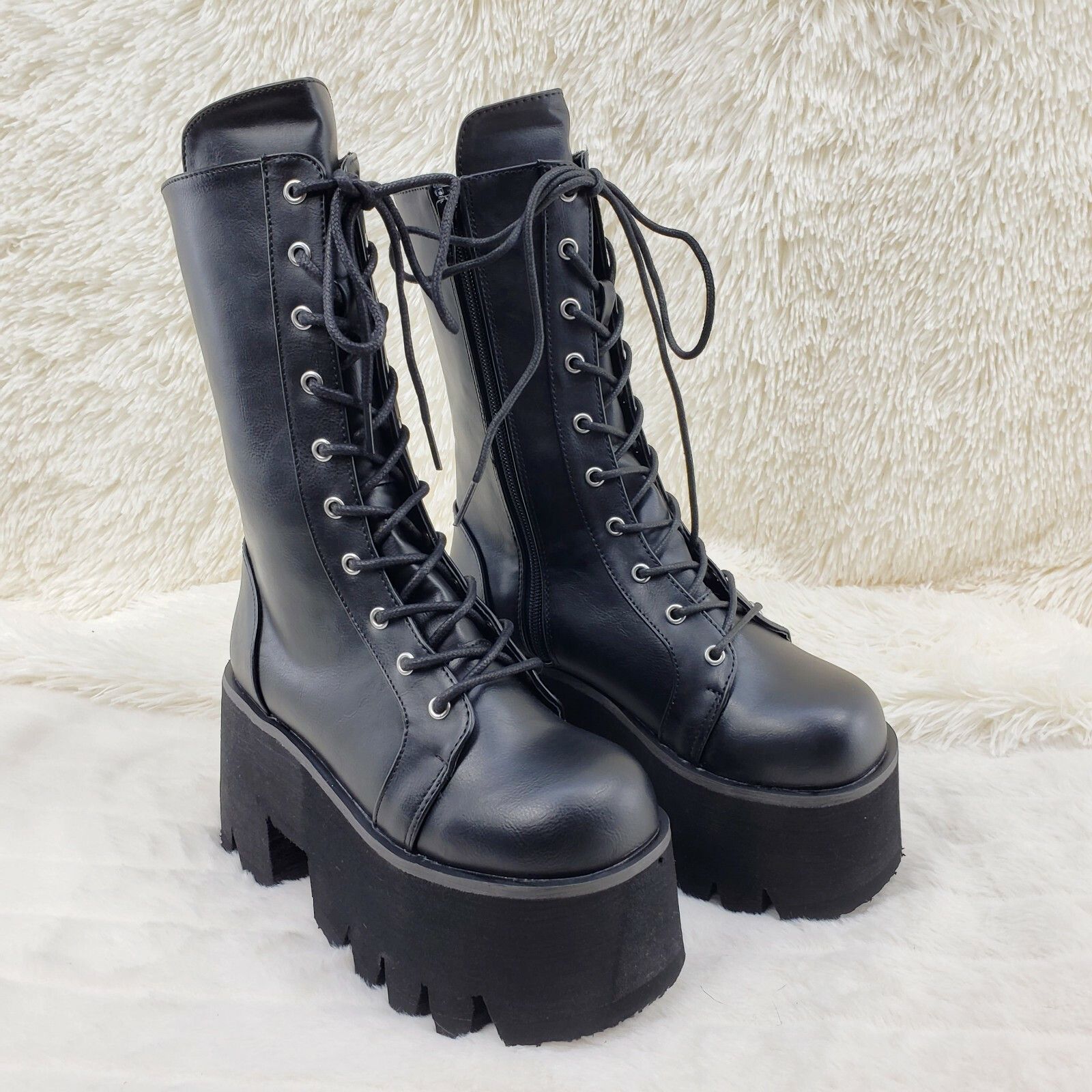 Other DEMONIA Ashes 105 Black Matte 3.5" Platform Heel Combat Goth Size US 8 / IT 38 - 8 Thumbnail