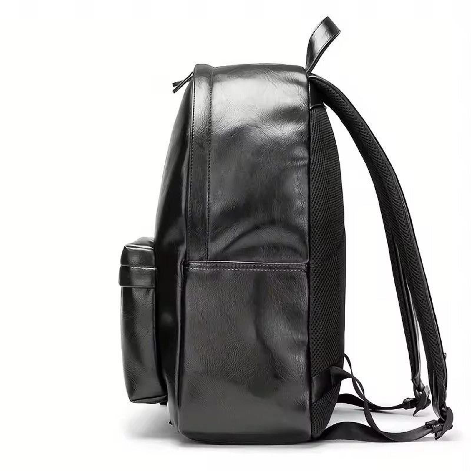 Leather Black Leather Backpack with Stripe Design Size ONE SIZE - 4 Thumbnail