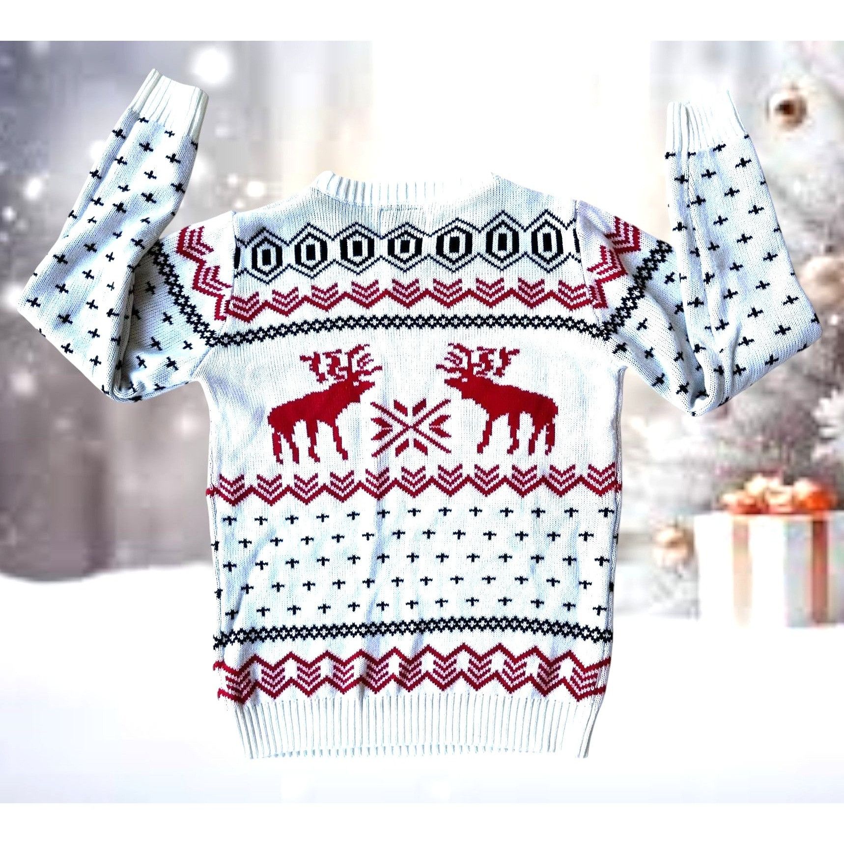 Other v28 Ugly Christmas Reindeer Sweater Unisex Large Winter Merr Size US L / EU 52-54 / 3 - 9 Thumbnail