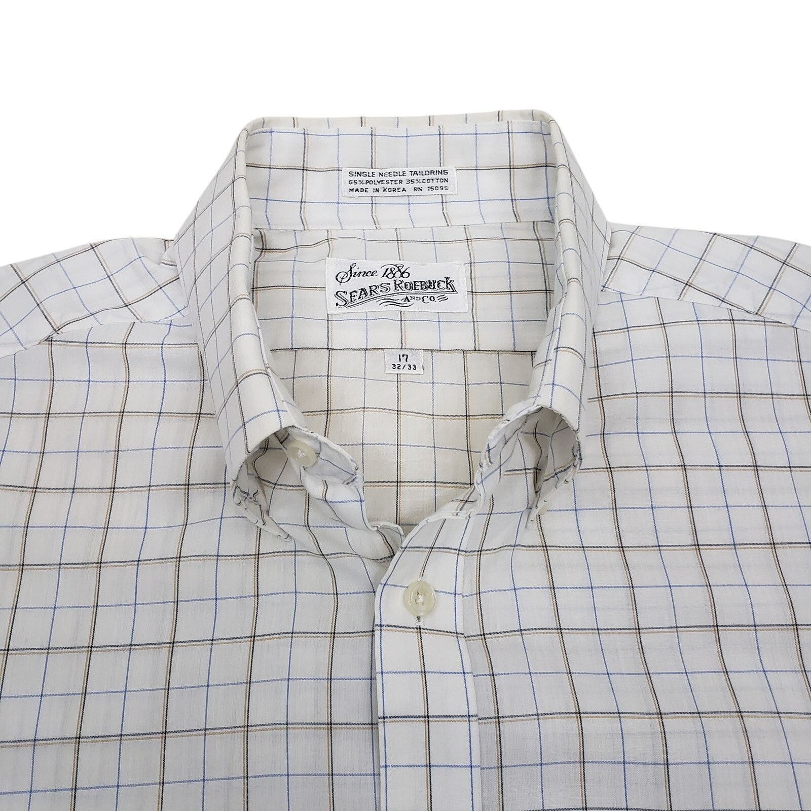 Sears × Vintage Vintage Sears Roebucks And Co. Shirt Single Needle Check 17 Size US L / EU 52-54 / 3 - 4 Thumbnail