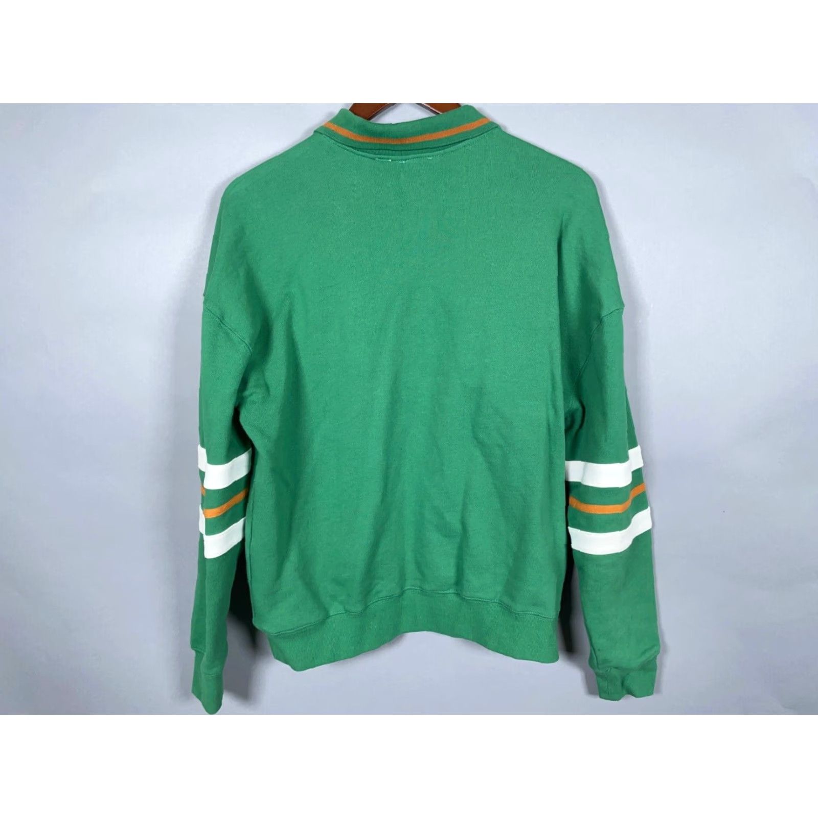 Forever 21 FOREVER 21 x Reebok Women's Small Green Striped Pullover Sweatshirt - 90s Retro Relaxed Fit Size S / US 4 / IT 40 - 2 Thumbnail
