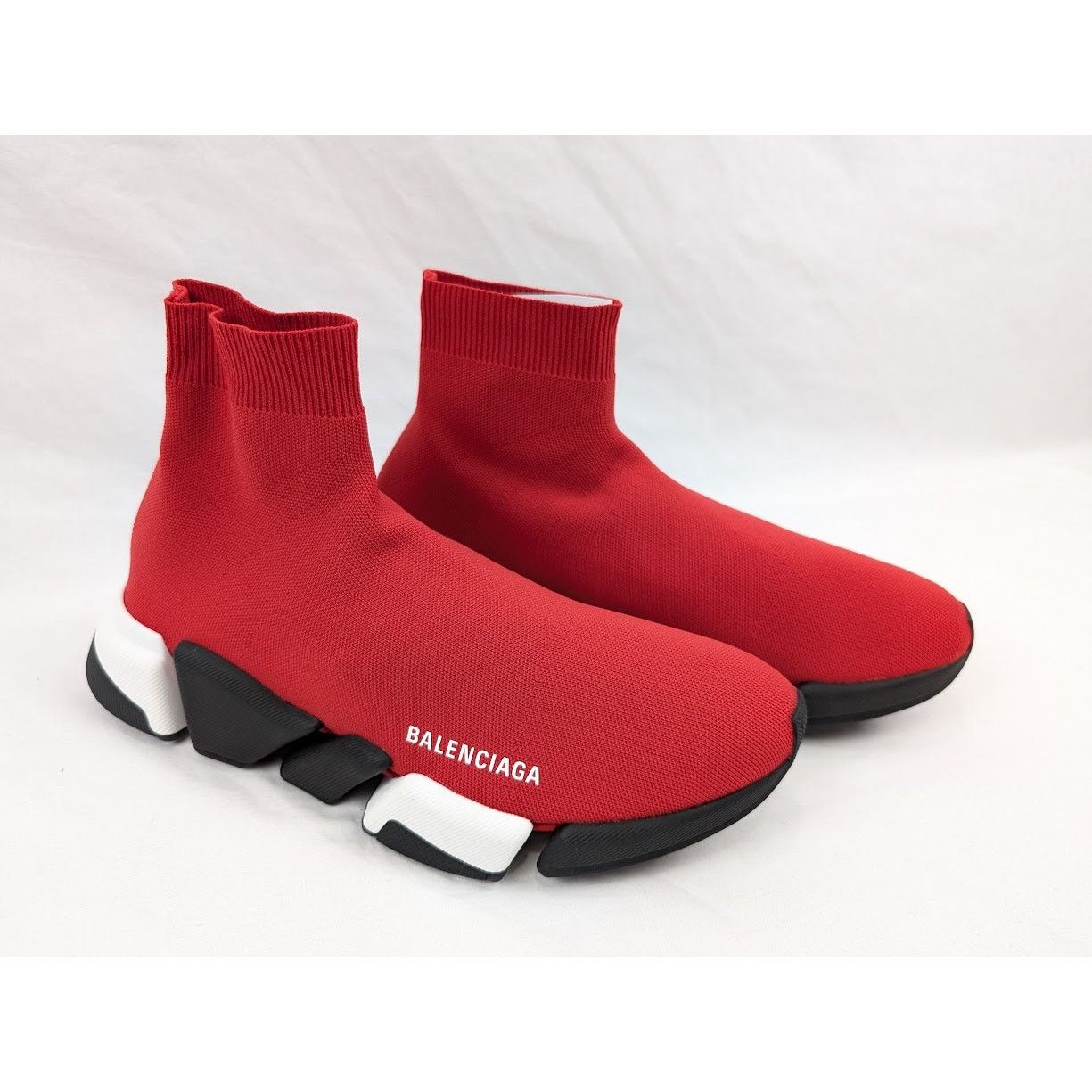 Balenciaga o1rshd1 Speed 2.0 Low-Top Sneakers in Red/Black/White Size US 9 / EU 42 - 16 Thumbnail