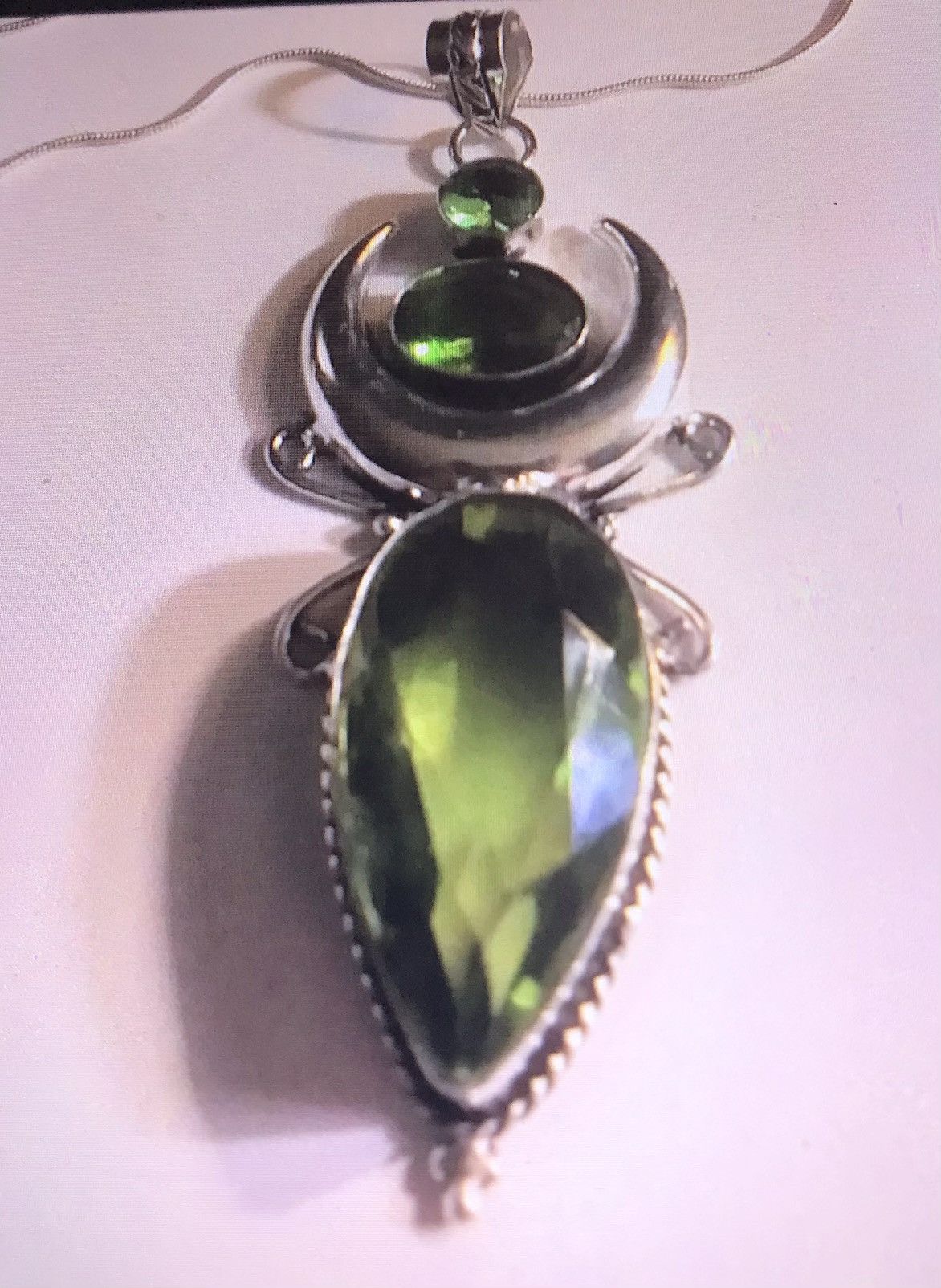 image of Stampd Peridot 925 Sterling Silver Necklace in Green, Women's