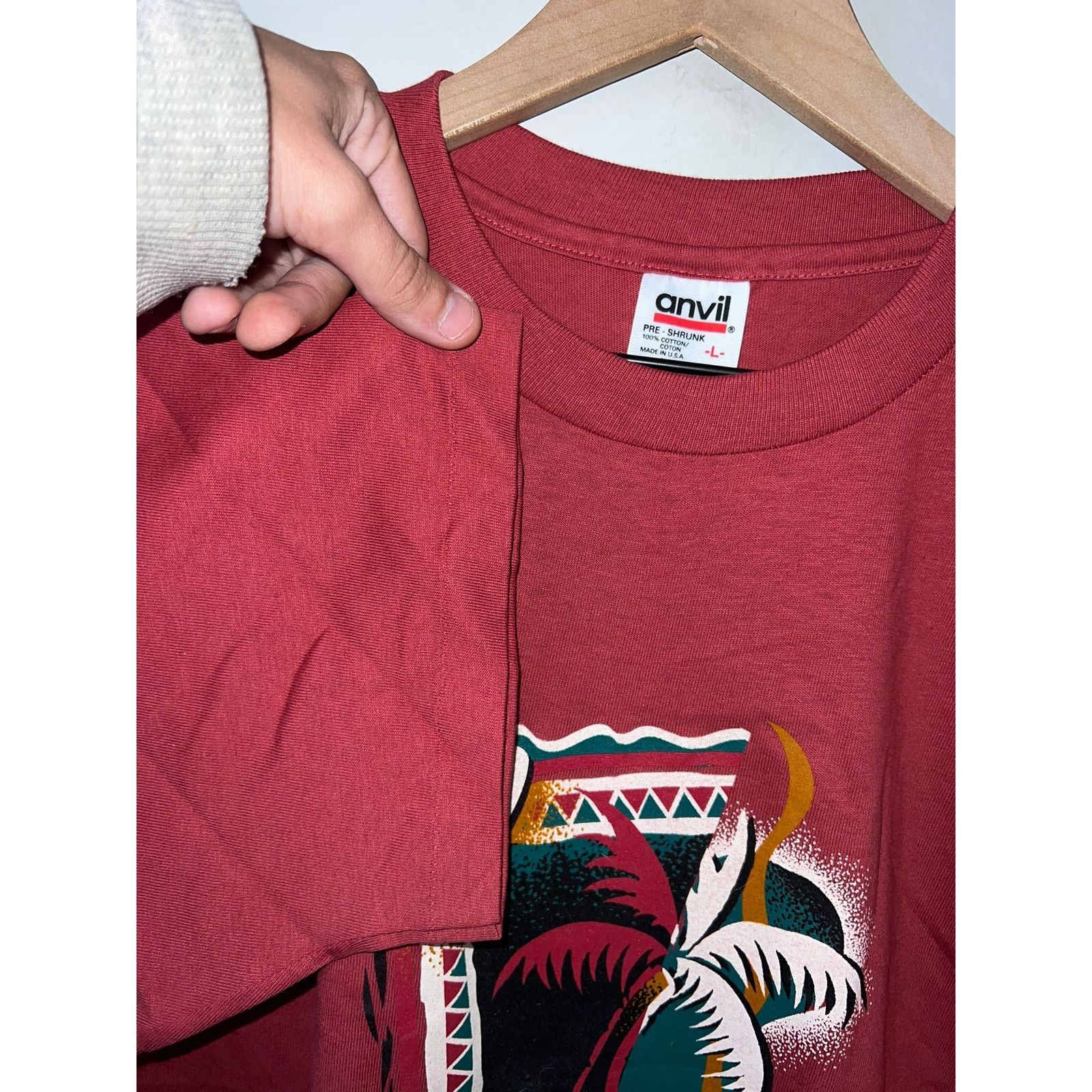 Anvil Vintage Las Vegas Shirt Palm Tree Red Tee VTG 90s Large Size US L / EU 52-54 / 3 - 5 Thumbnail