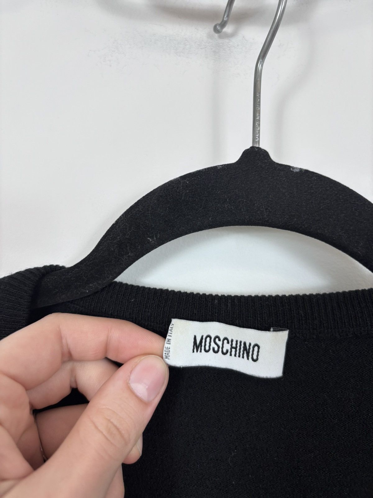 Moschino Moschino Vintage Women’s Black Wool Blend V-Neck Sweater Size L / US 10 / IT 46 - 9 Thumbnail