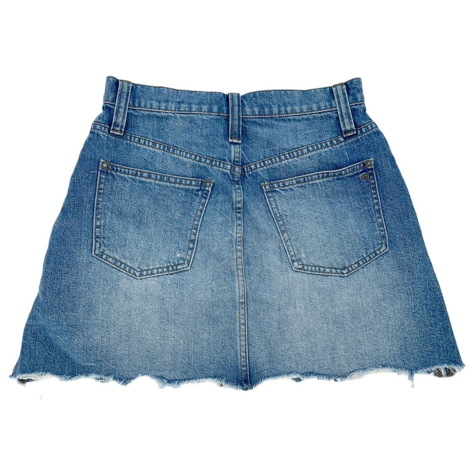 Madewell Madewell A Line Denim Mini Leabdra Fleffy Hem Skirt Size 25 Size 25" / US 0 / IT 36 - 2 Thumbnail