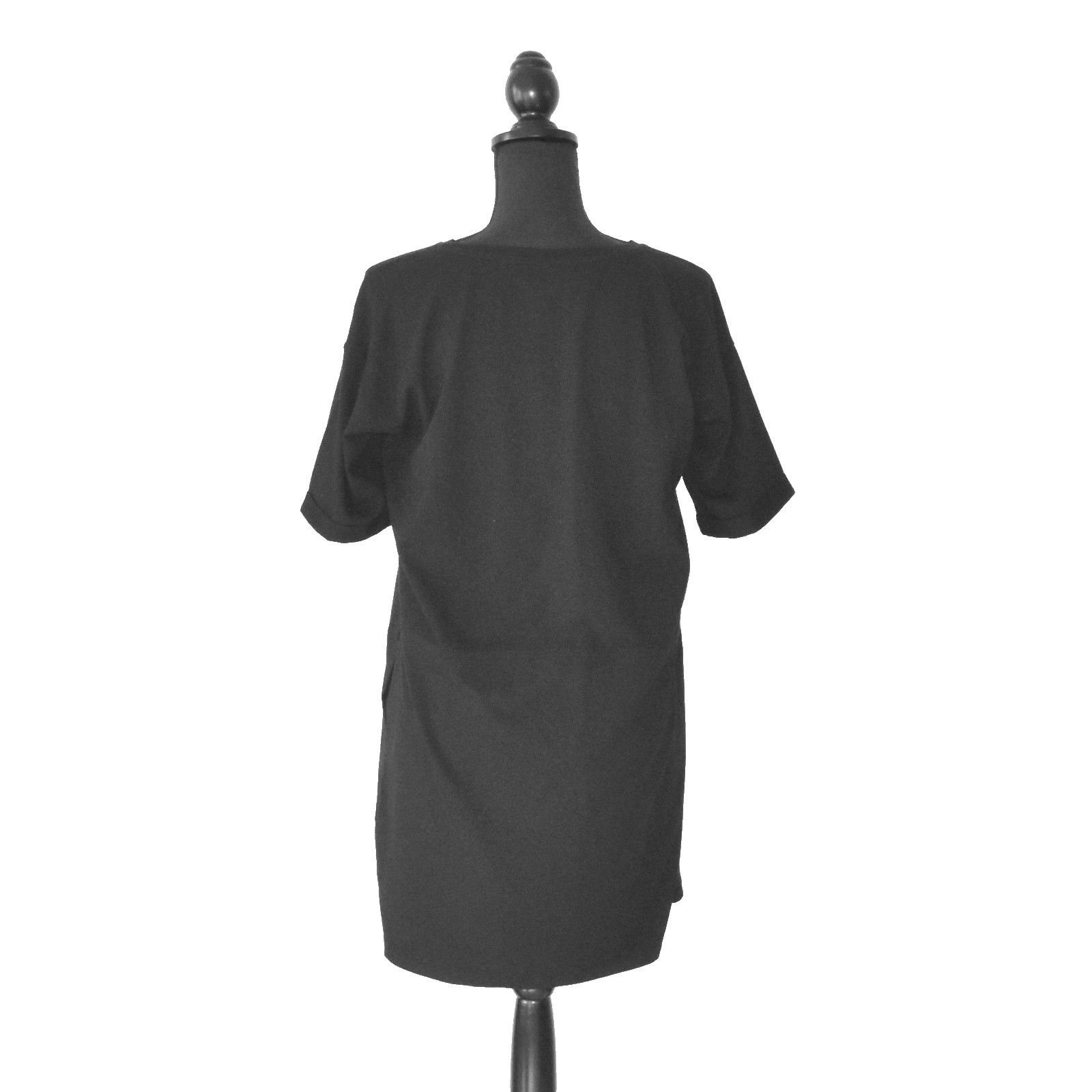 Eileen Fisher EILEEN FISHER Black Stretch Cotton Short Sleeve Dress Sz PS Size S / US 4 / IT 40 - 3 Thumbnail