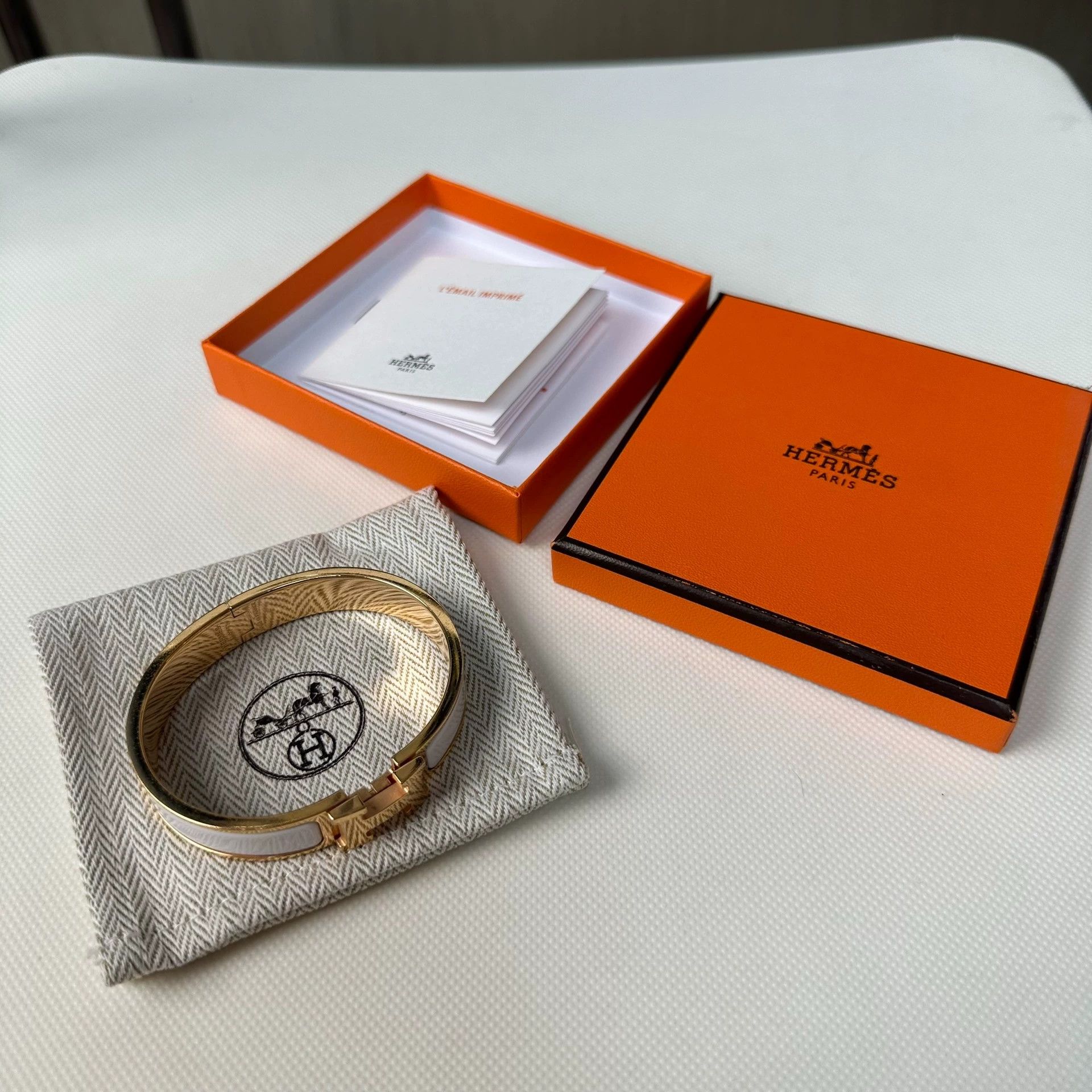 Hermes HERMES Clic H Bangle Rose Gold Gold-Plated Large Size ONE SIZE - 1 Thumbnail