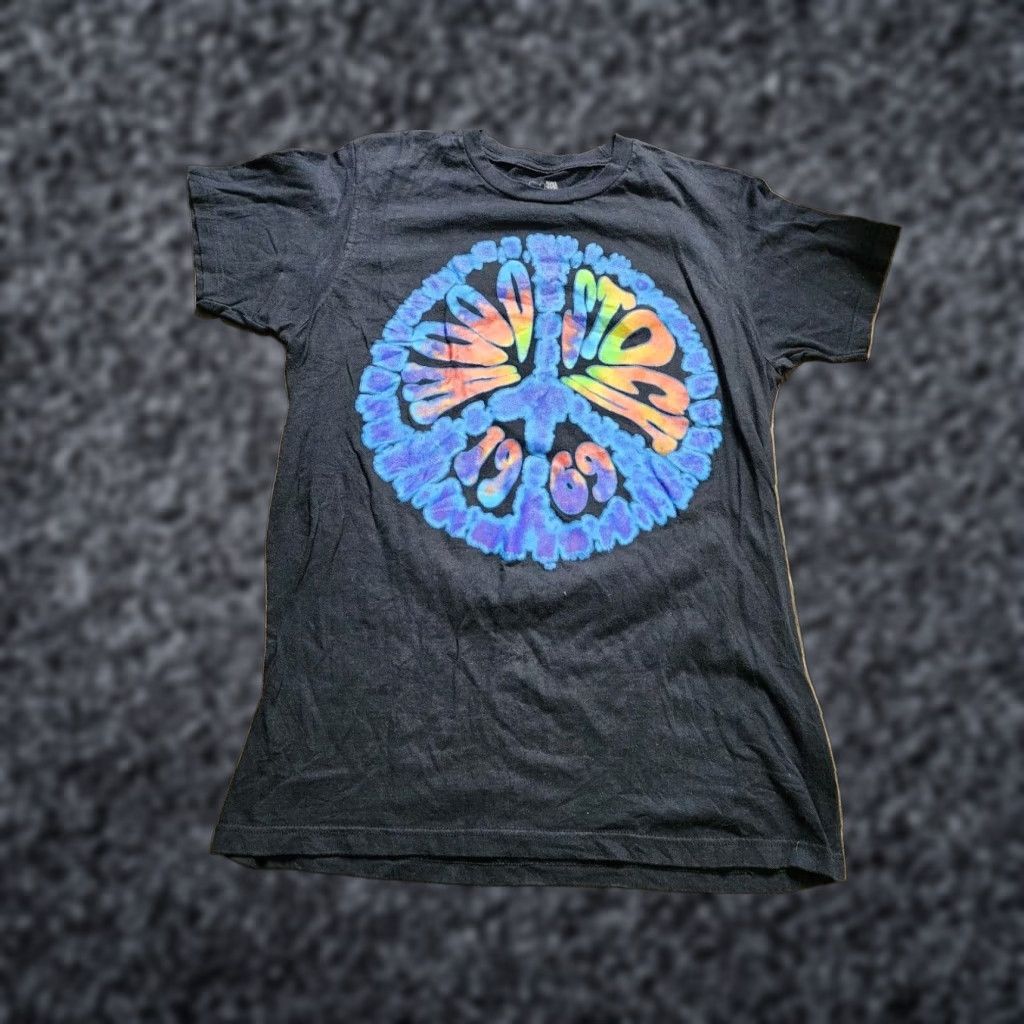 Vintage Woodstock 1969 Music T Shirt Black Double Sided Mens Medium Size US M / EU 48-50 / 2 - 1 Thumbnail