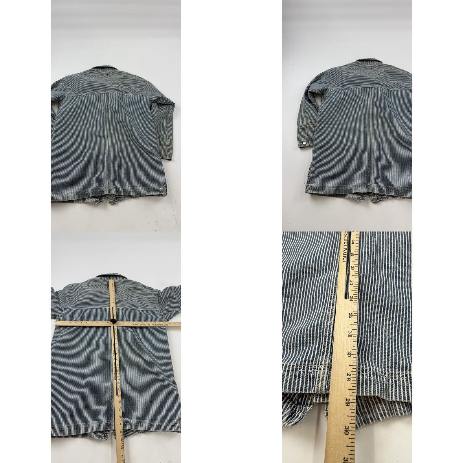 Bdg BDG Jacket Womens Large Blue Stripe Denim Chore Workwear Zip Pockets Cotton Size L / US 10 / IT 46 - 8 Thumbnail
