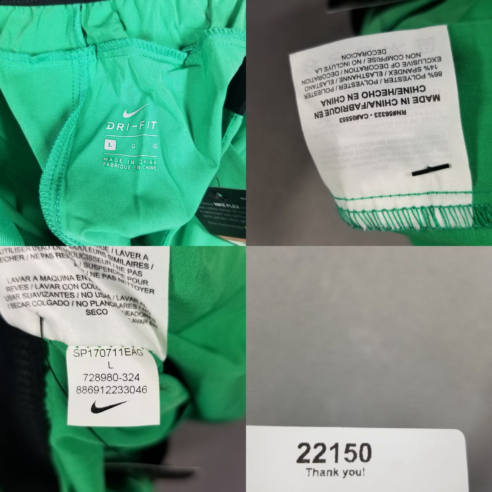 Nike Nike Shorts Mens Large 9” Ghost Green Gladiator Premiere 728980 Size US 33 - 8 Thumbnail