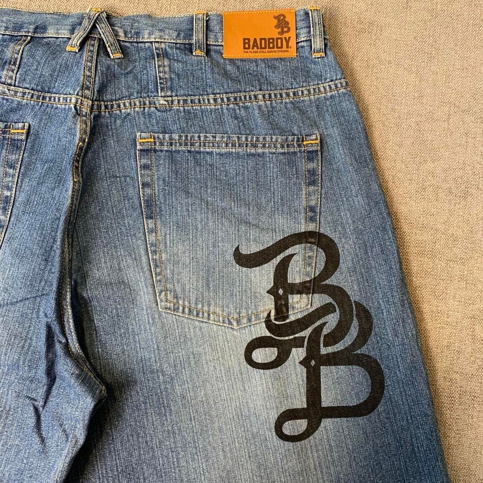 Vintage Y2K 90s Badboy Flame Baggy Jorts Size US 38 / EU 54 - 2 Thumbnail