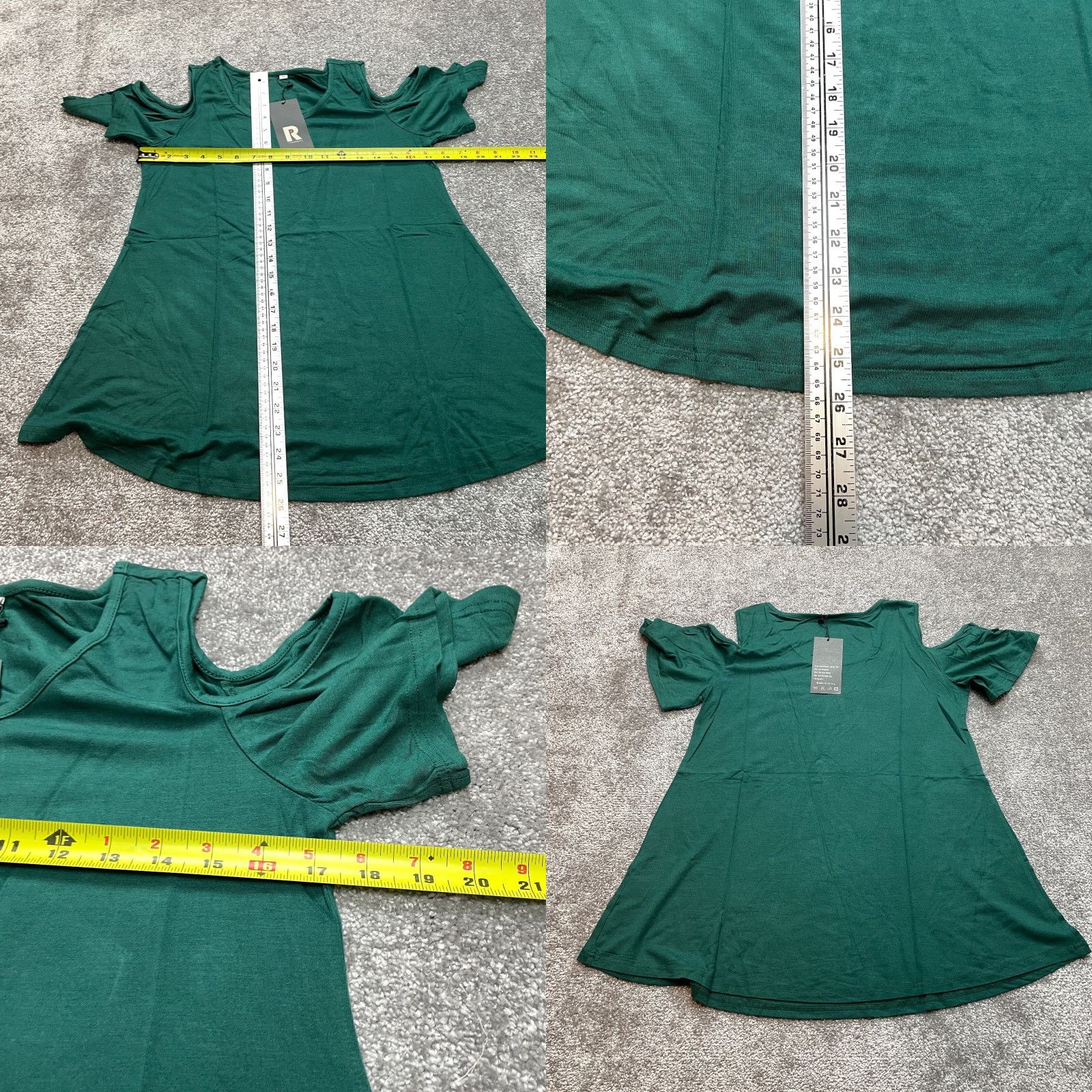 Vintage Prin Story Shirt Dress Tunic Womens Medium Green Short Cold Shoulder Sleeves New Size M / US 6-8 / IT 42-44 - 8 Thumbnail