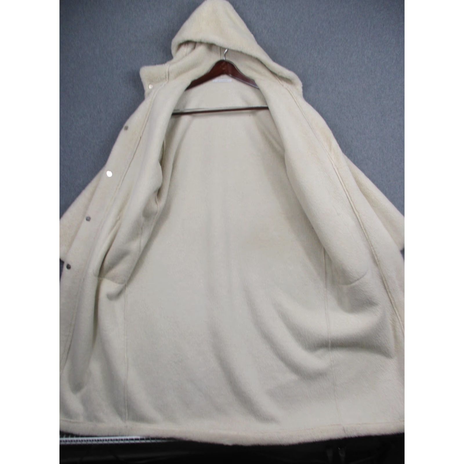 Vintage Cote Femme Coat Womens L White Hooded Faux Fur Long Teddy Full Length Warm Size L / US 10 / IT 46 - 3 Thumbnail