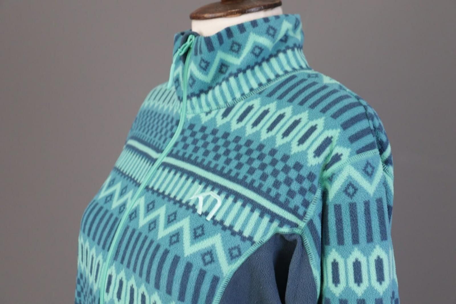 Designer Kari Traa Blue Geometric Fair Isle Full Jacket Size L Size L / US 10 / IT 46 - 6 Thumbnail