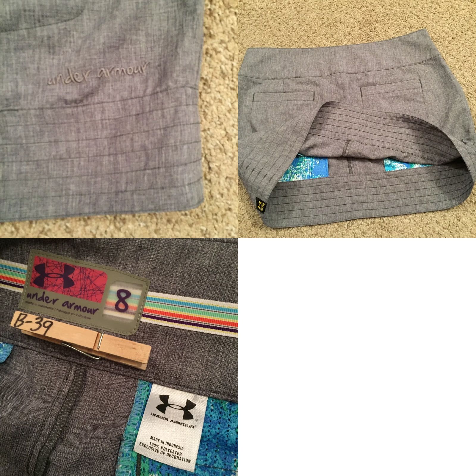 Under Armour Under Armour Skirt Women Short Gray Pockets Unlined Zip A-Line Size 8 Regular Size 30" / US 8 / IT 44 - 8 Thumbnail