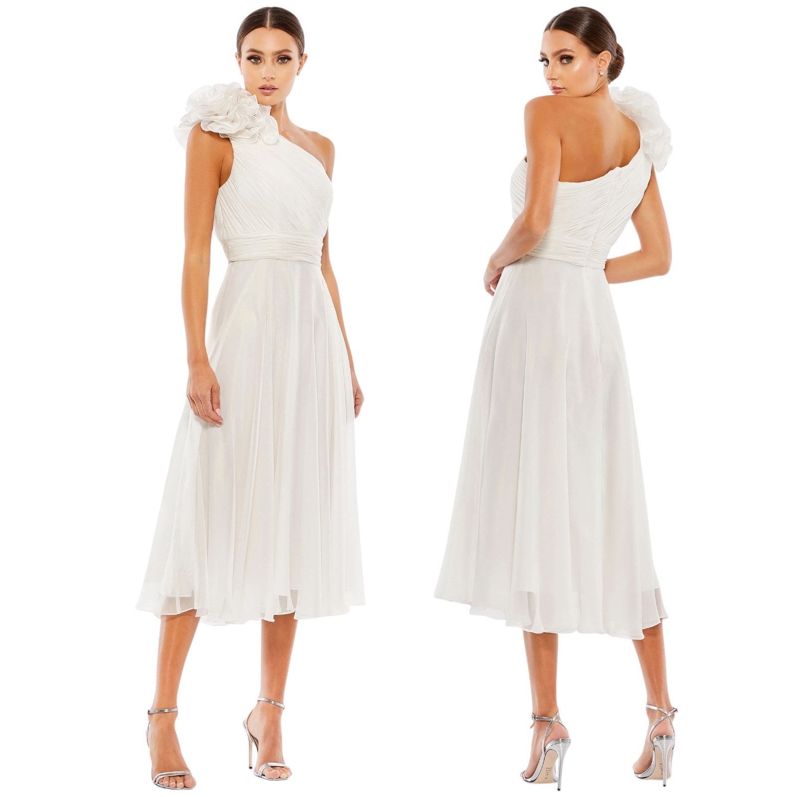 Other Mac Duggal Rosette One Shoulder Tea Length Dress Size 12 Size XL / US 12-14 / IT 48-50 - 1 Thumbnail