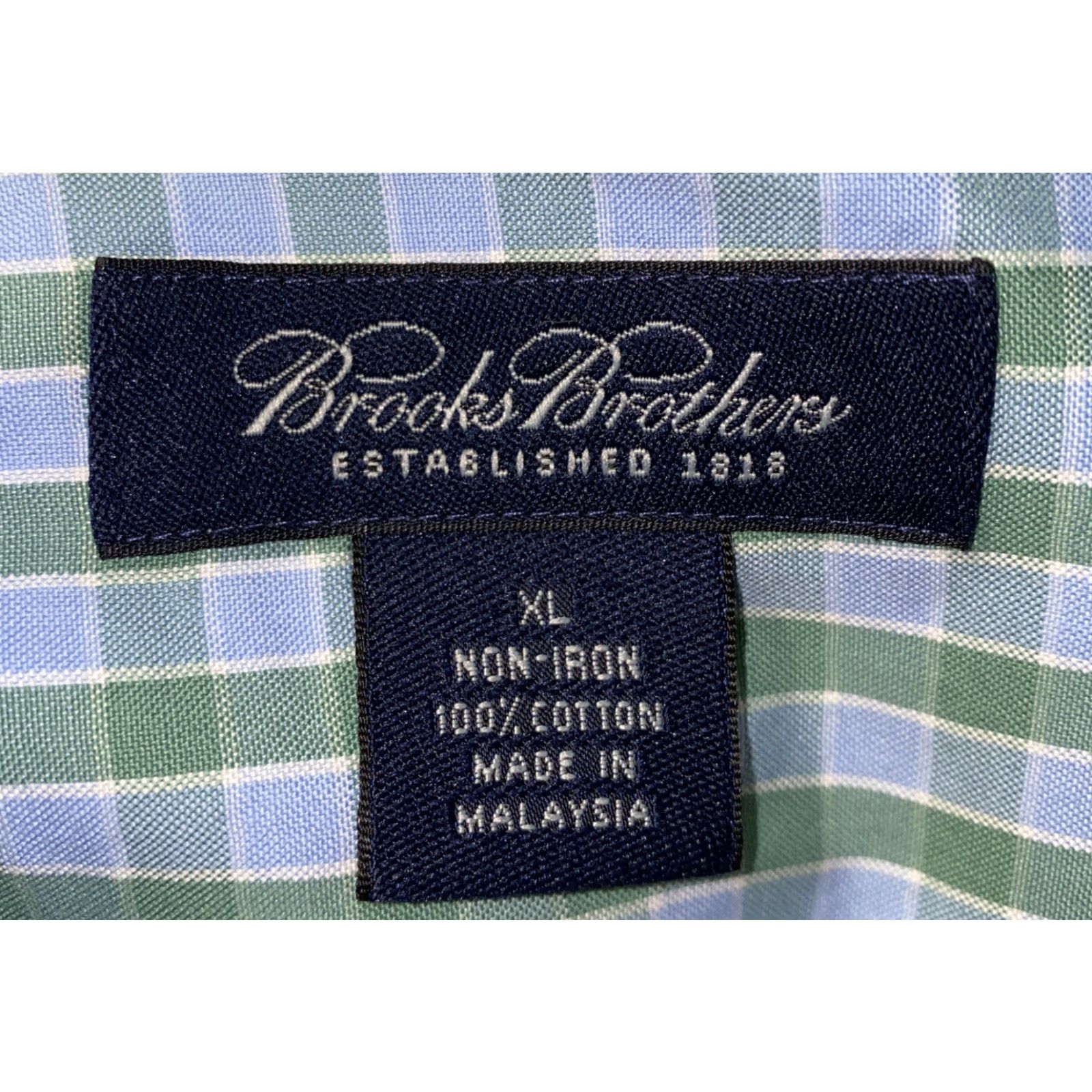 Brooks Brothers Brooks Brothers Shirt XL Mens Blue/Green Checkered Long Sleeve Button-Up Regular Cotton Non Iron Size US XL / EU 56 / 4 - 6 Thumbnail
