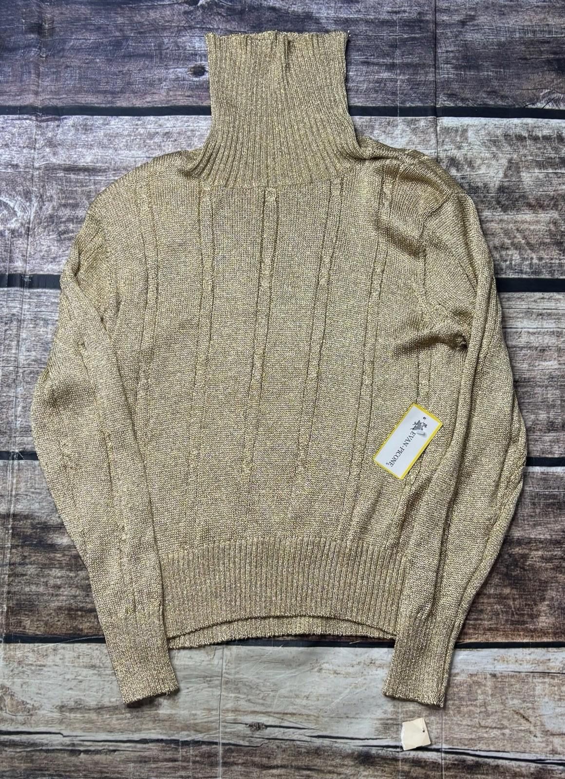 Evan Picone Evan Picone Sweater Womens Large Metallic Gold Cable Knit Size L / US 10 / IT 46 - 1 Thumbnail