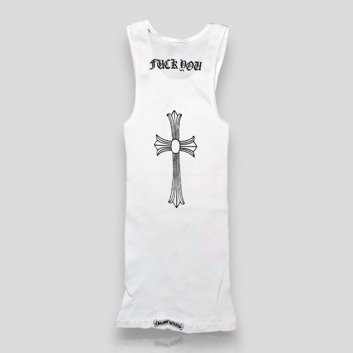 image of Chrome Hearts x Maxfield Los Angeles Script & Large Cross ‘Fuck You’ Tank in White, Men's