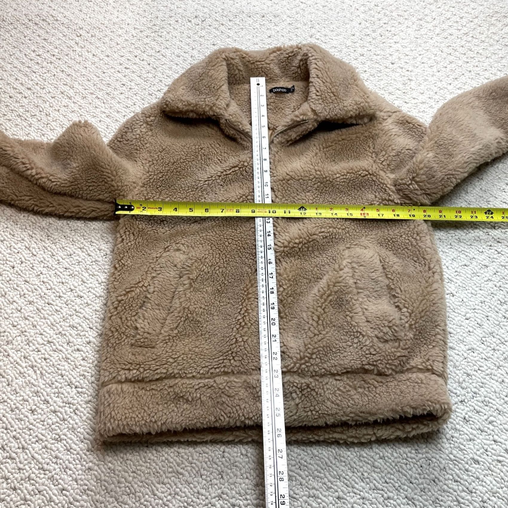 Boohoo VINTAGE Boohoo Jacket Womens 4 Brown Sherpa Jacket Full Zip Pockets Lined Polyester Soft Coat Size S / US 4 / IT 40 - 3 Thumbnail