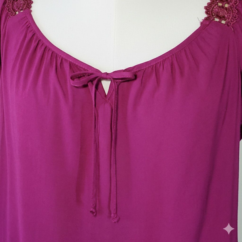 Other Dressbarn Size L Blouse Violet Purple Elastic Sleeve Hem Size L / US 10 / IT 46 - 6 Thumbnail