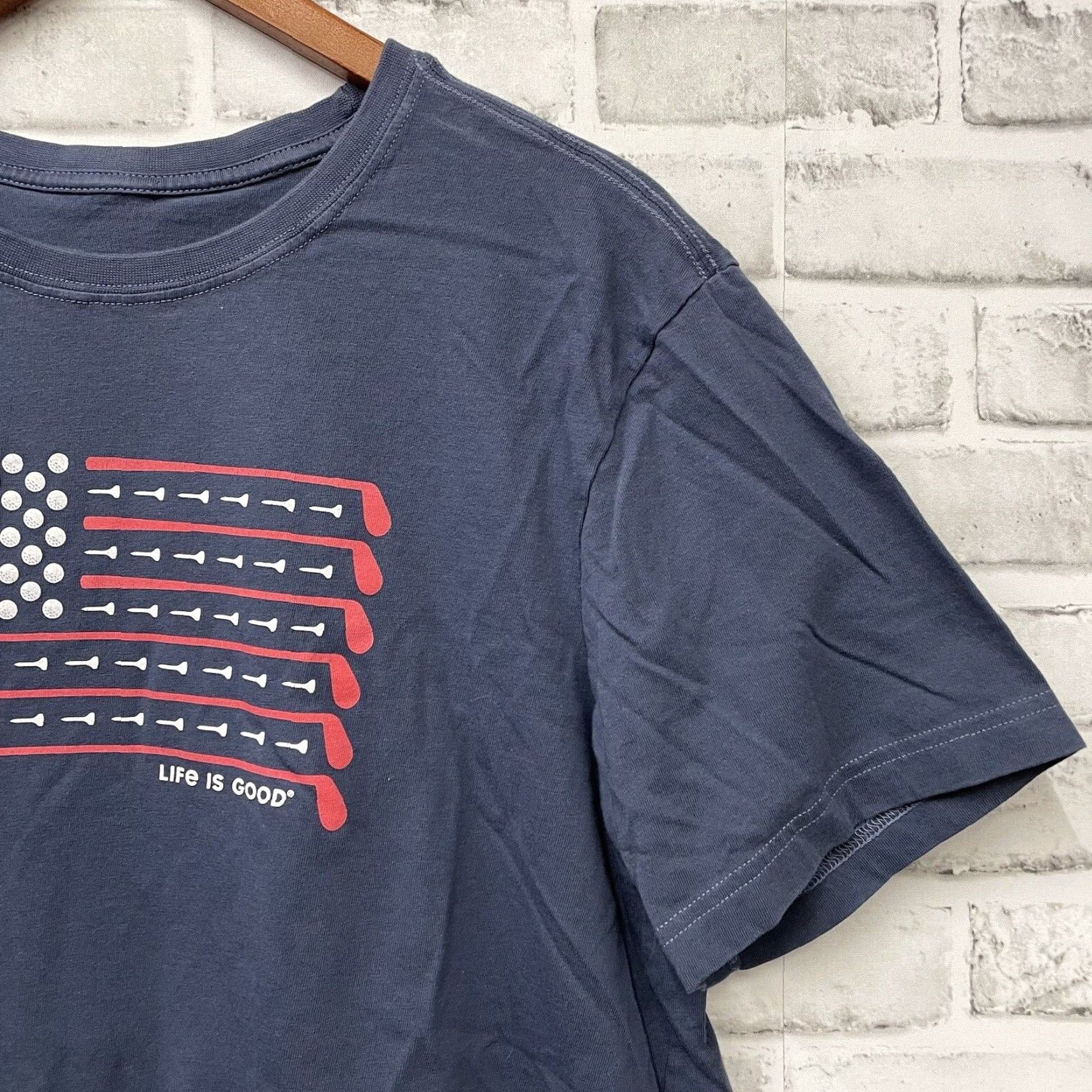 Life is Good Life Is Good American Flag Golf Graphic Tee Mens Large Blue Size US L / EU 52-54 / 3 - 2 Thumbnail