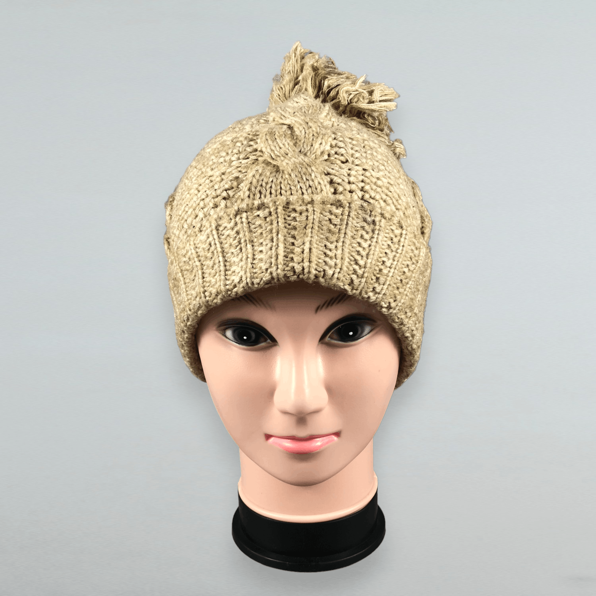 Japanese Brand Cable Knit Plain Beanie Size ONE SIZE - 1 Thumbnail