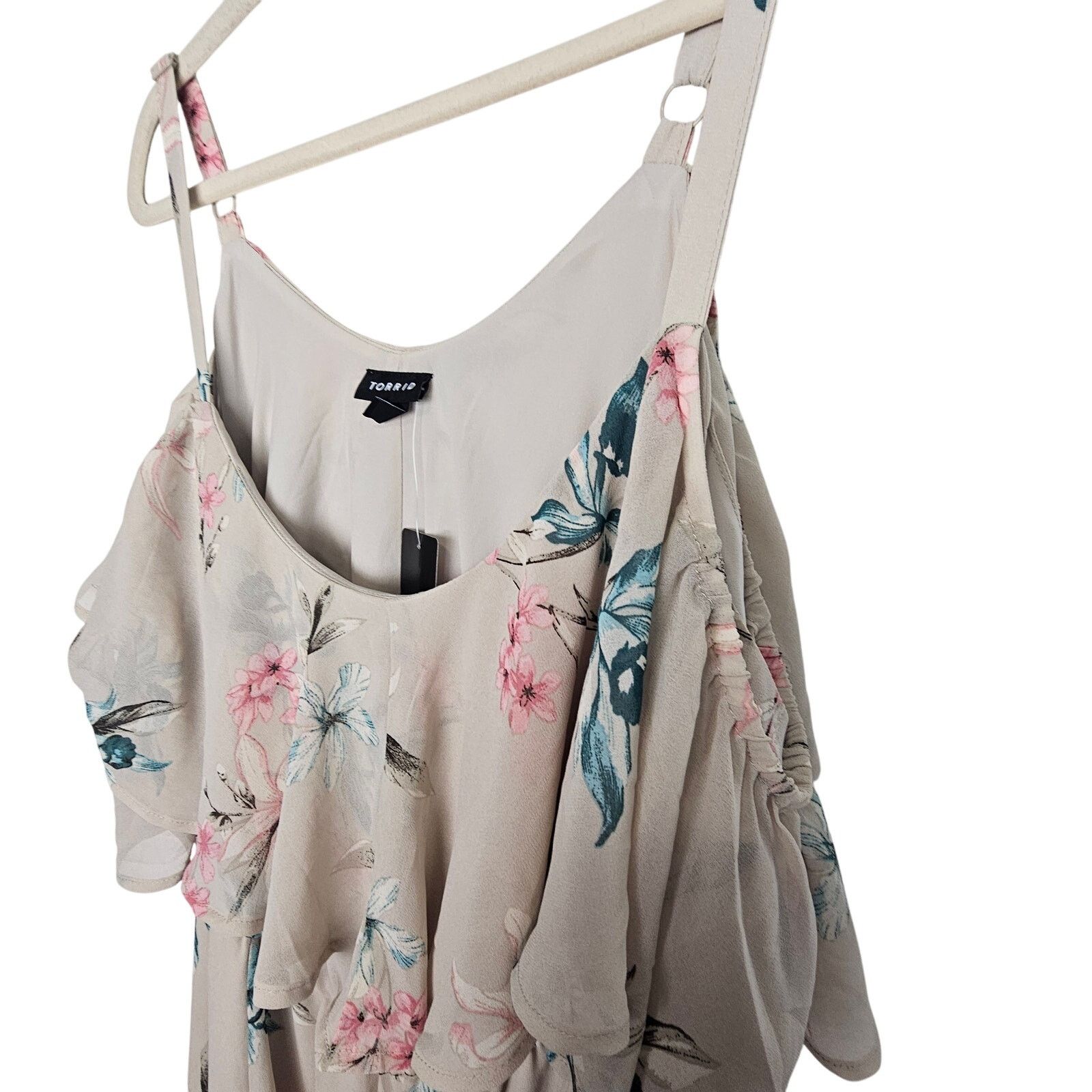 Torrid Torrid Tea Length Floral Chiffon Cold Shoulder A-Line Dress Size XXL / US 16-18 / IT 52-54 - 6 Thumbnail