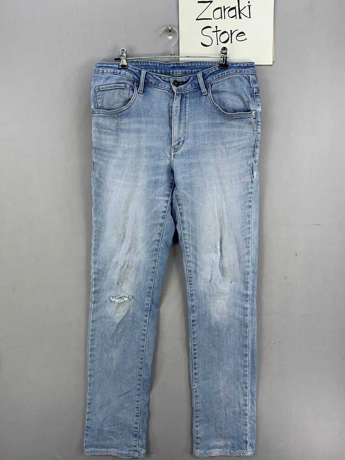 Japanese Brand C17 Distressed Light Wash Denim Jeans Pants Size US 31 - 1 Thumbnail