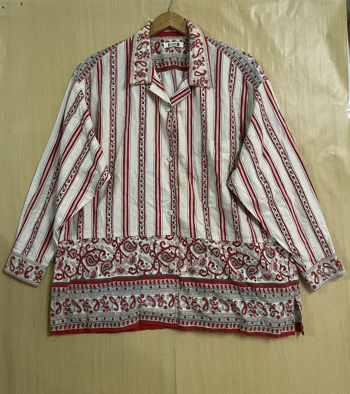 トップス I.S. PAISLEY SHIRT ISSEY MIYAKE Issey Miyake I.S Paisley Dress Long Sleeve Shirt XL