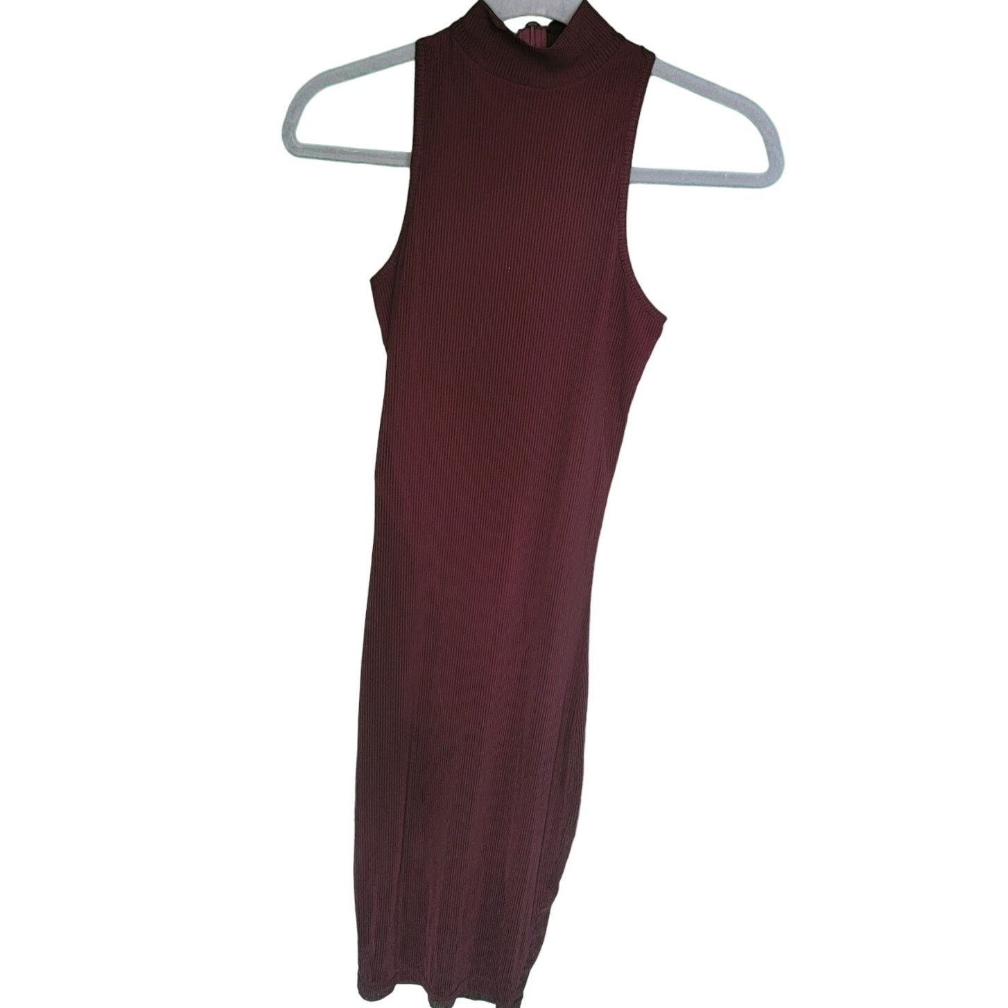 Dark Cherry Red Bodysuit Sheer Bodycon Dress Size Medium, Women's