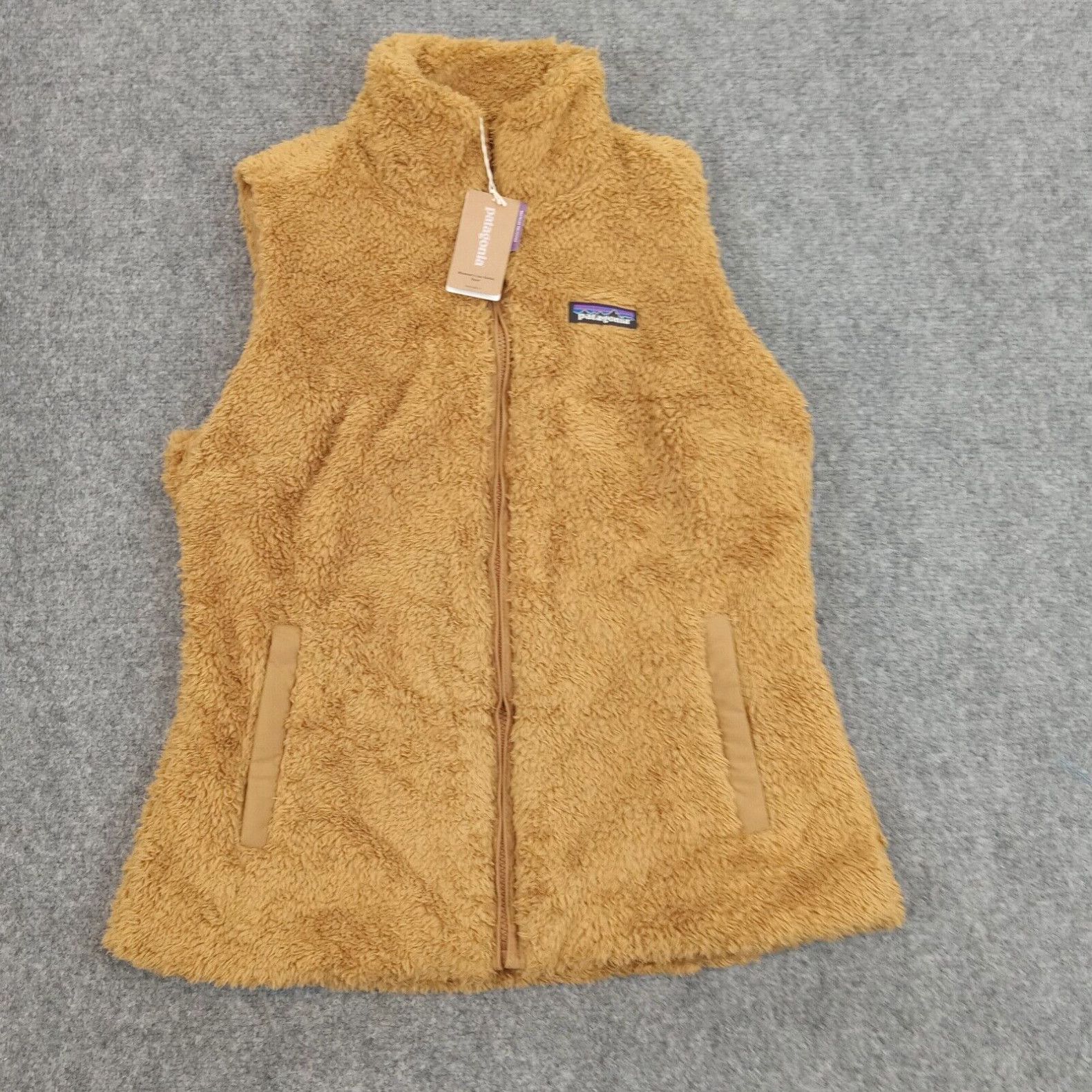 image of Patagonia Vest Womens Medium Brown Los Gatos Fleece Full Zip Mock Neck Outdoors in White